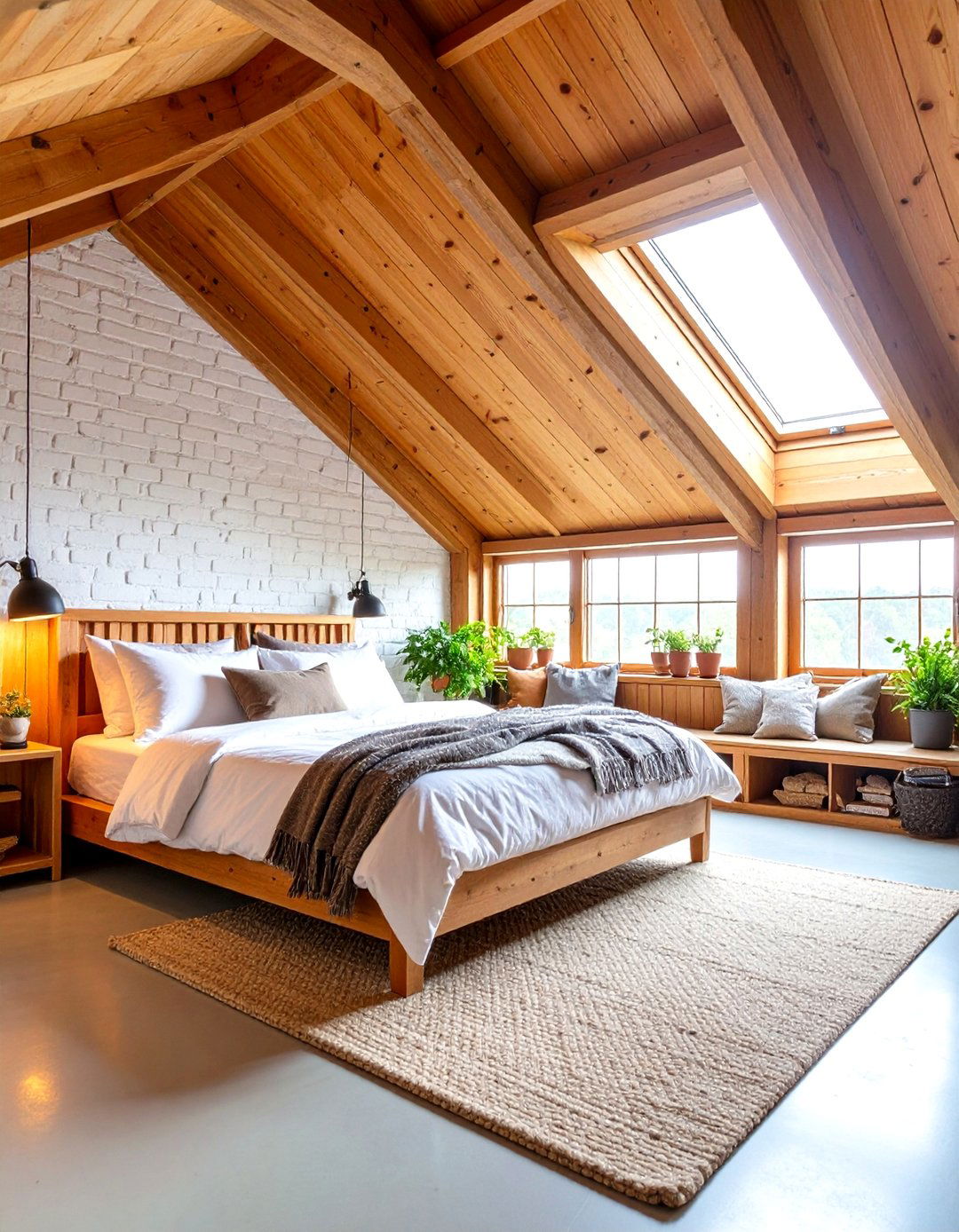 A Frame Cabin Loft Bedroom with Skylights - 24 Cabin Bedroom Ideas