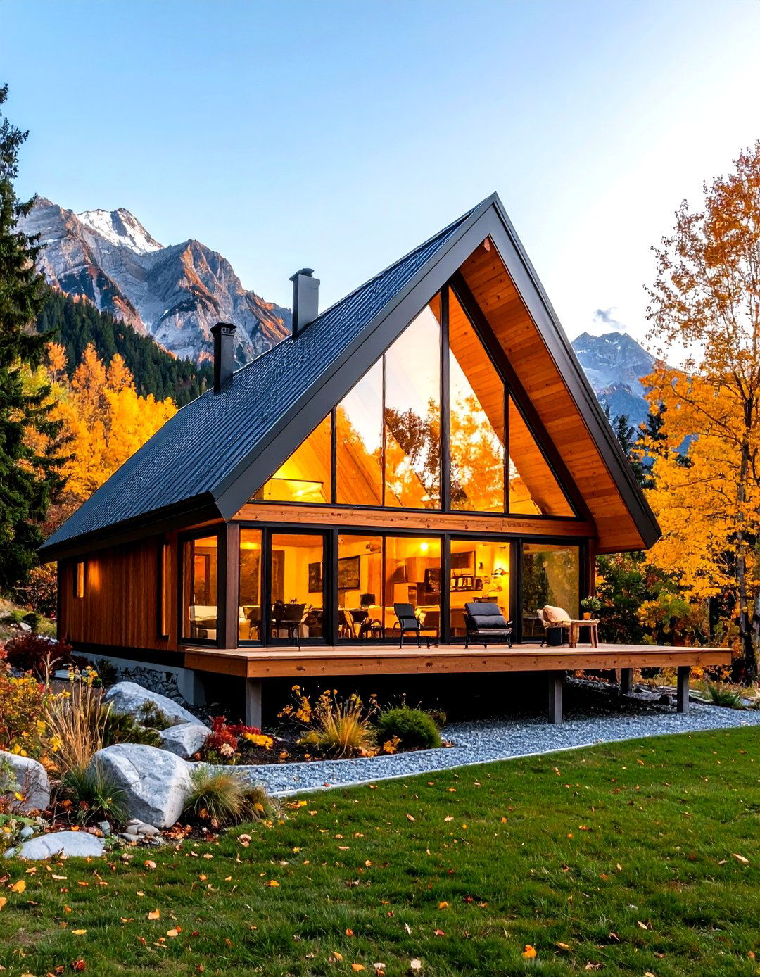 A Frame Cabin Silhouette - 24 Scandinavian House Exterior Ideas