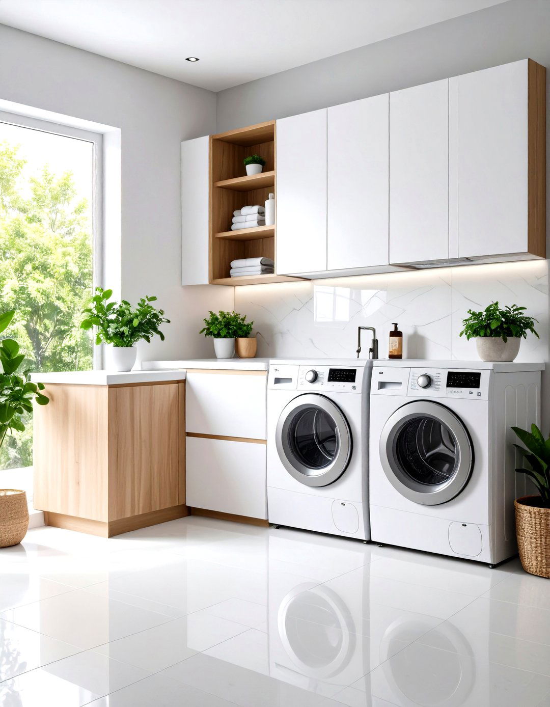 Above Washer Dryer Countertop - 24 Laundry Room Countertop Ideas