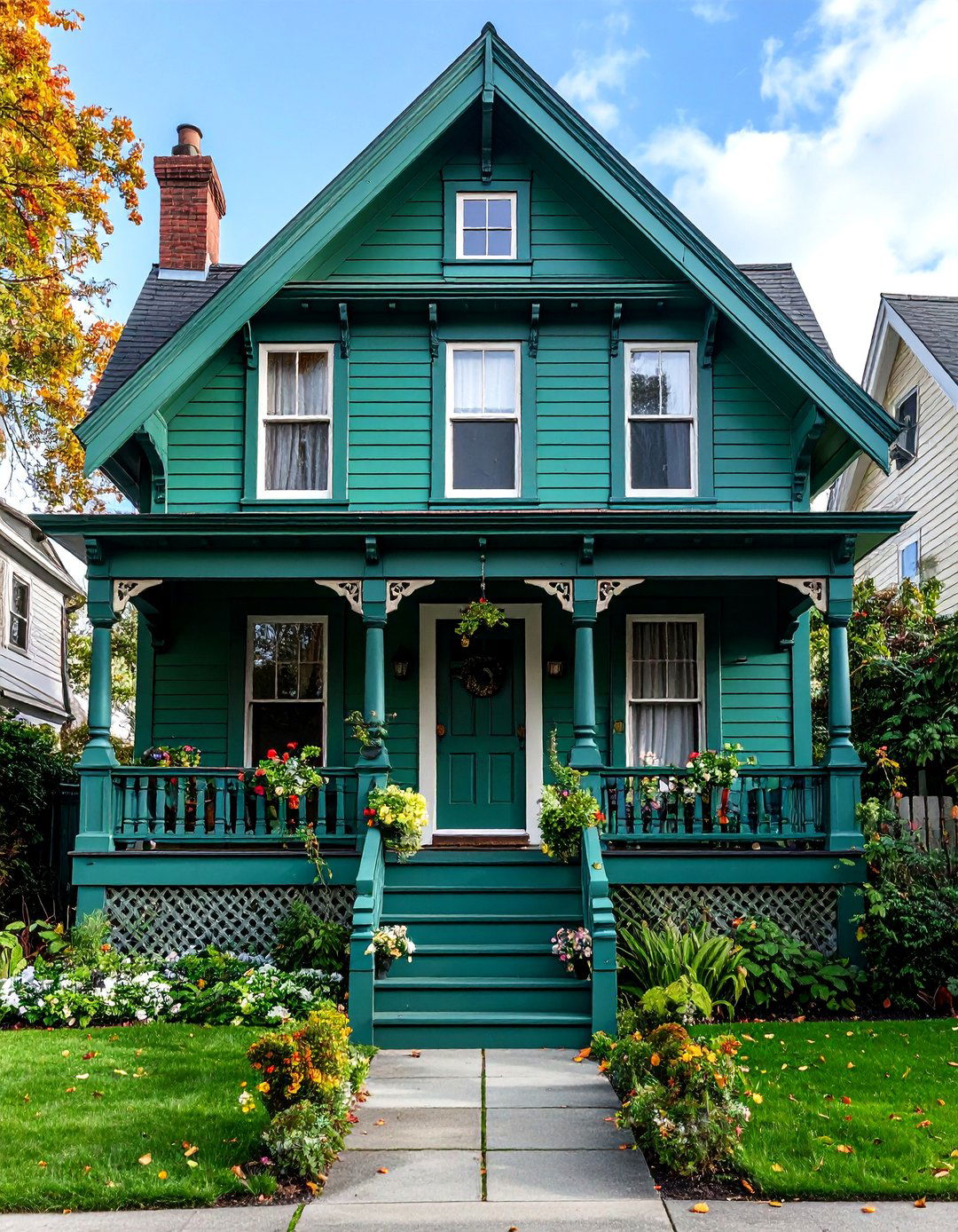 Absinthe Green Victorian Cottage - 24 Green Victorian House Colors