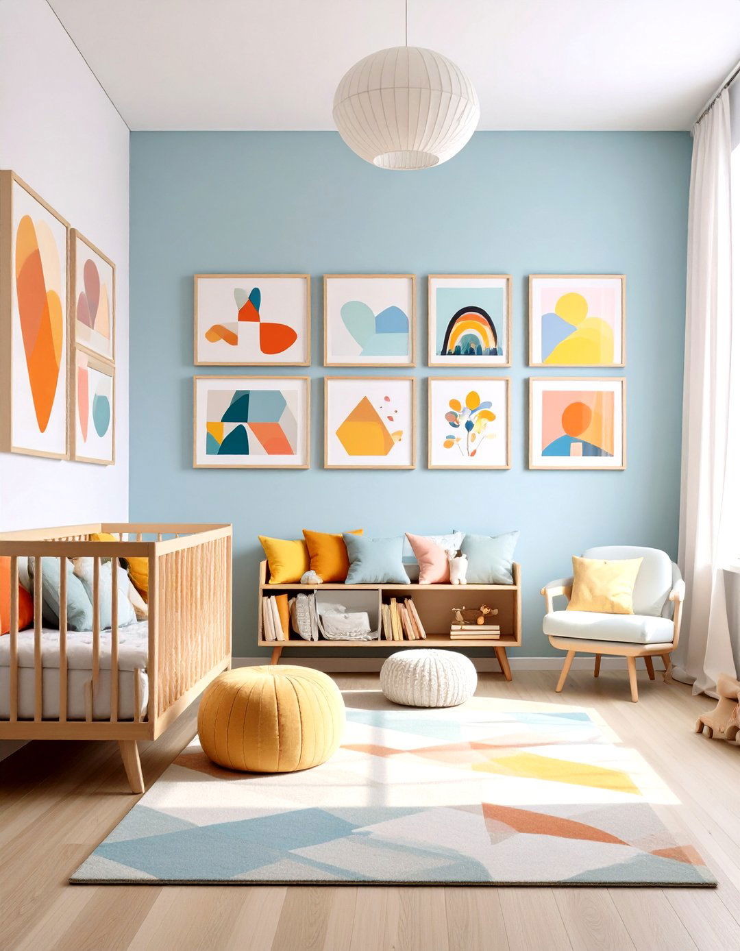 Abstract Art Gallery Wall - 24 Mid-century Modern Nursery Ideas