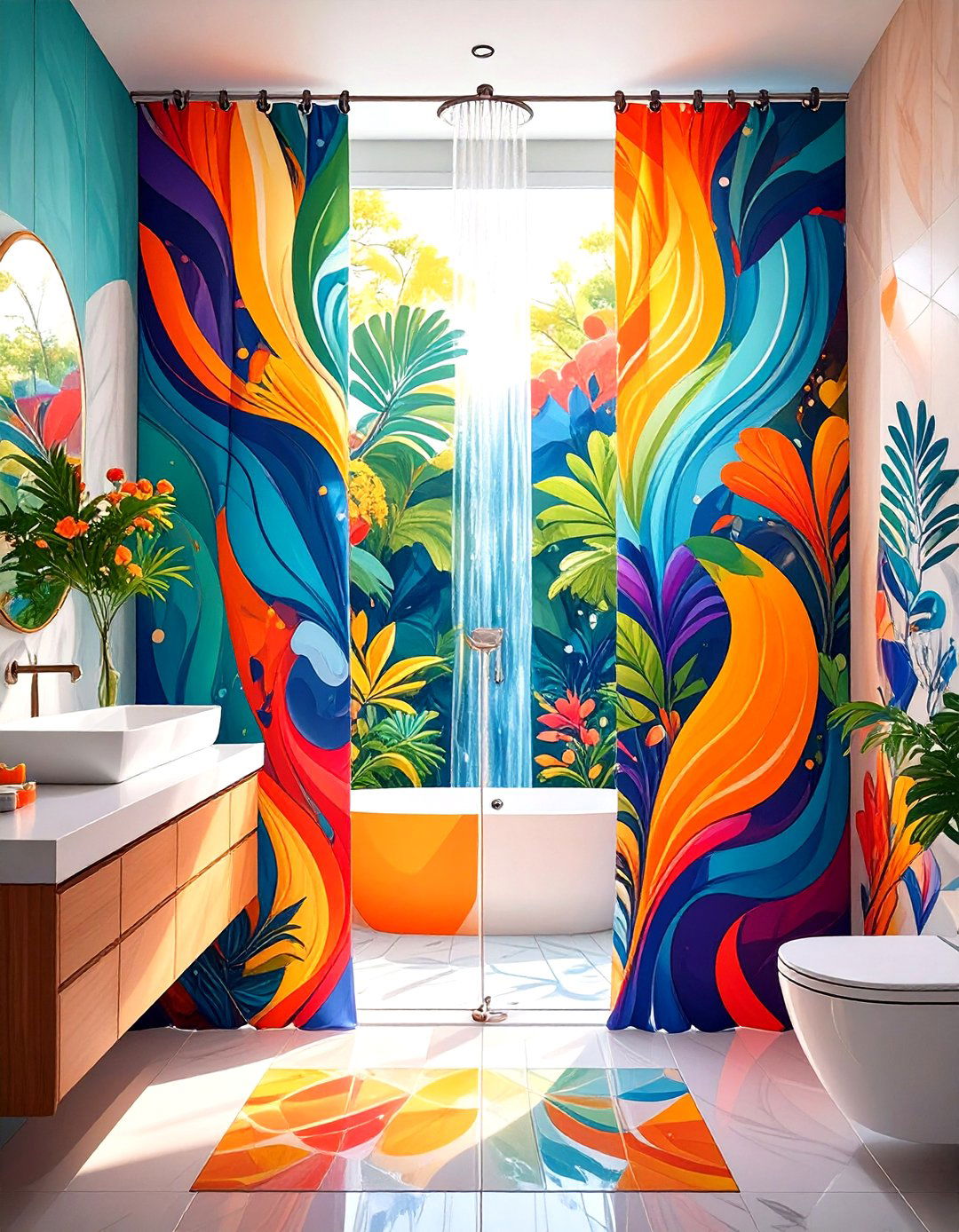 Abstract Art Shower Curtains - 24 Shower Curtain Ideas