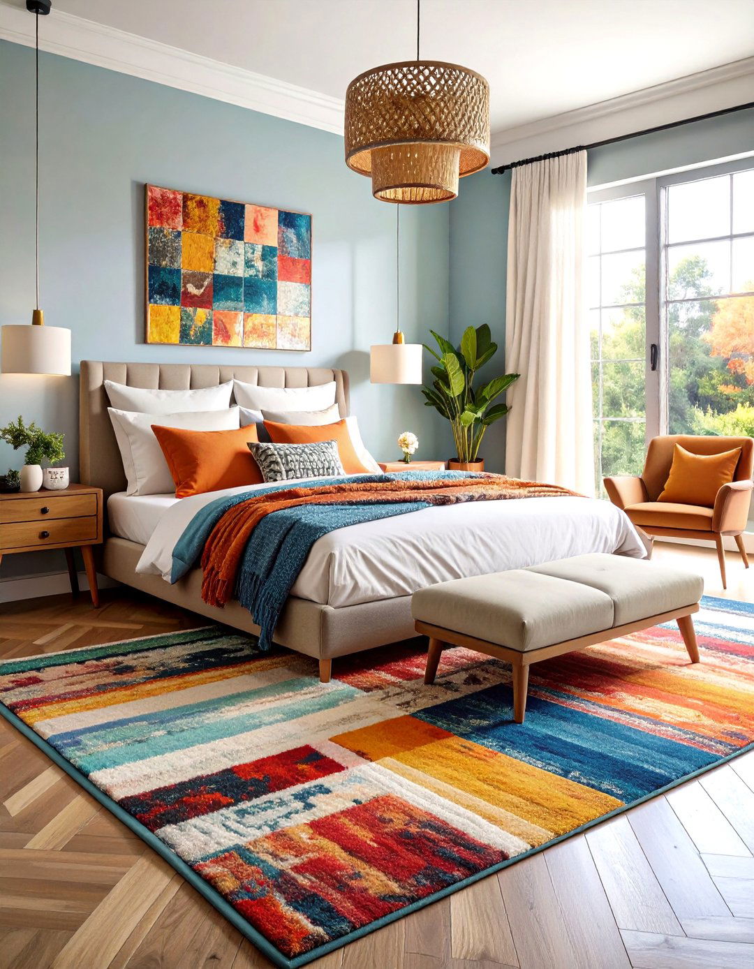 Abstract Artistic Bedroom Statements - 24 bedroom rug ideas