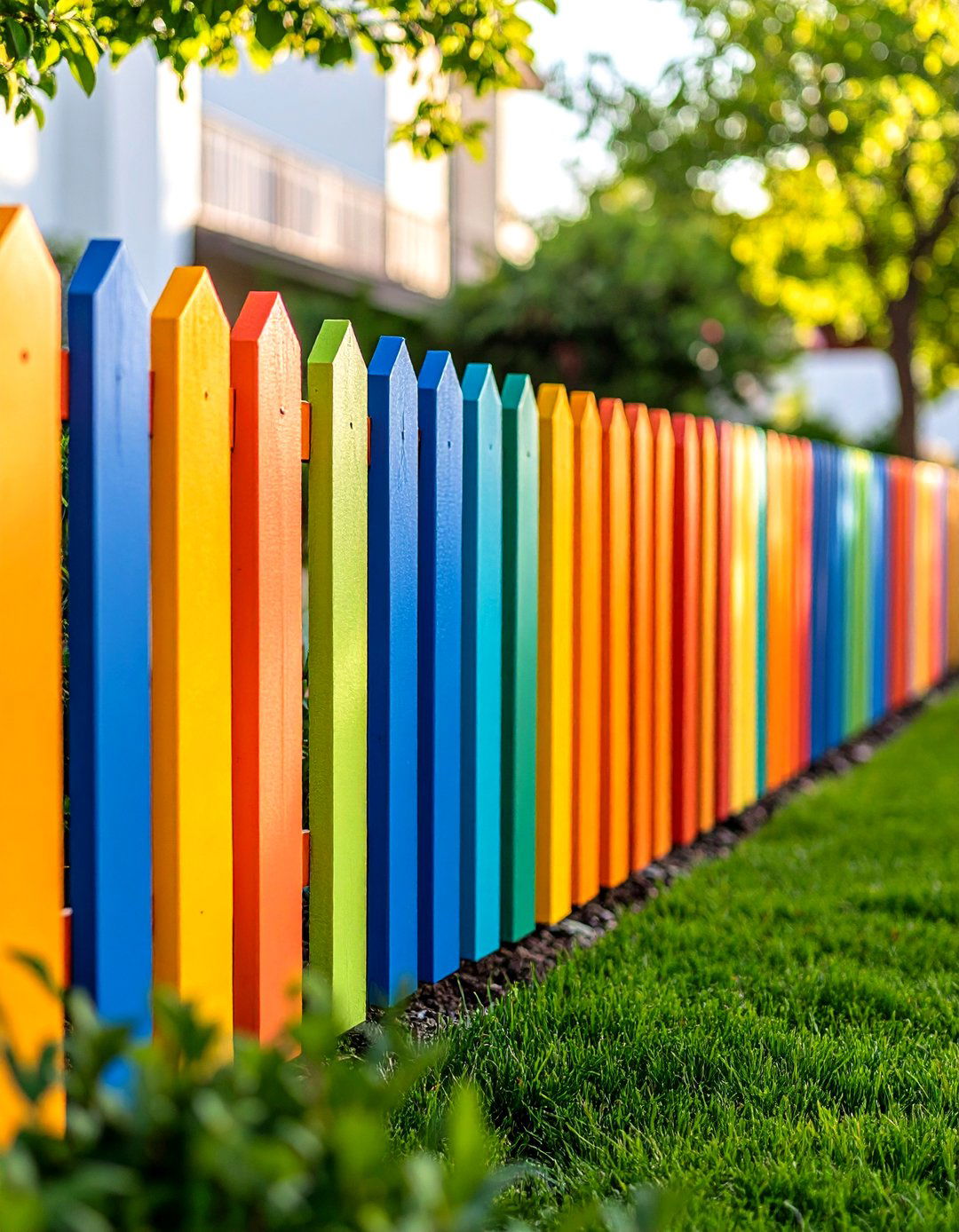Abstract Geometric Color Blocks - 24 Fence Painting Ideas