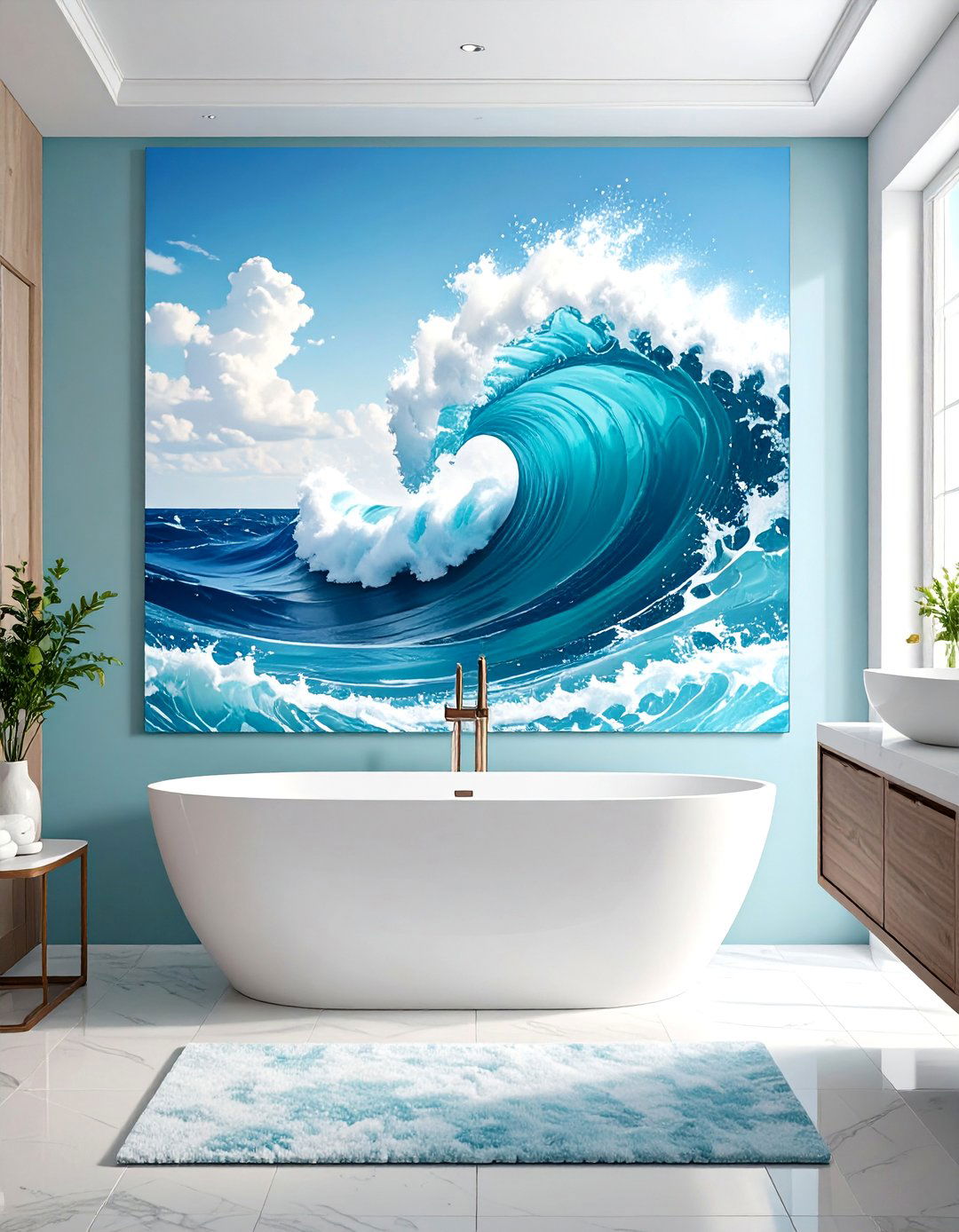 Abstract Ocean Wave Art - 24 Bathroom Art Ideas