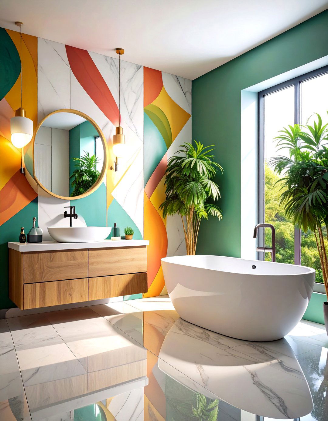 Abstract Pattern Bathroom Designs - 24 Bathroom Wallpaper Ideas