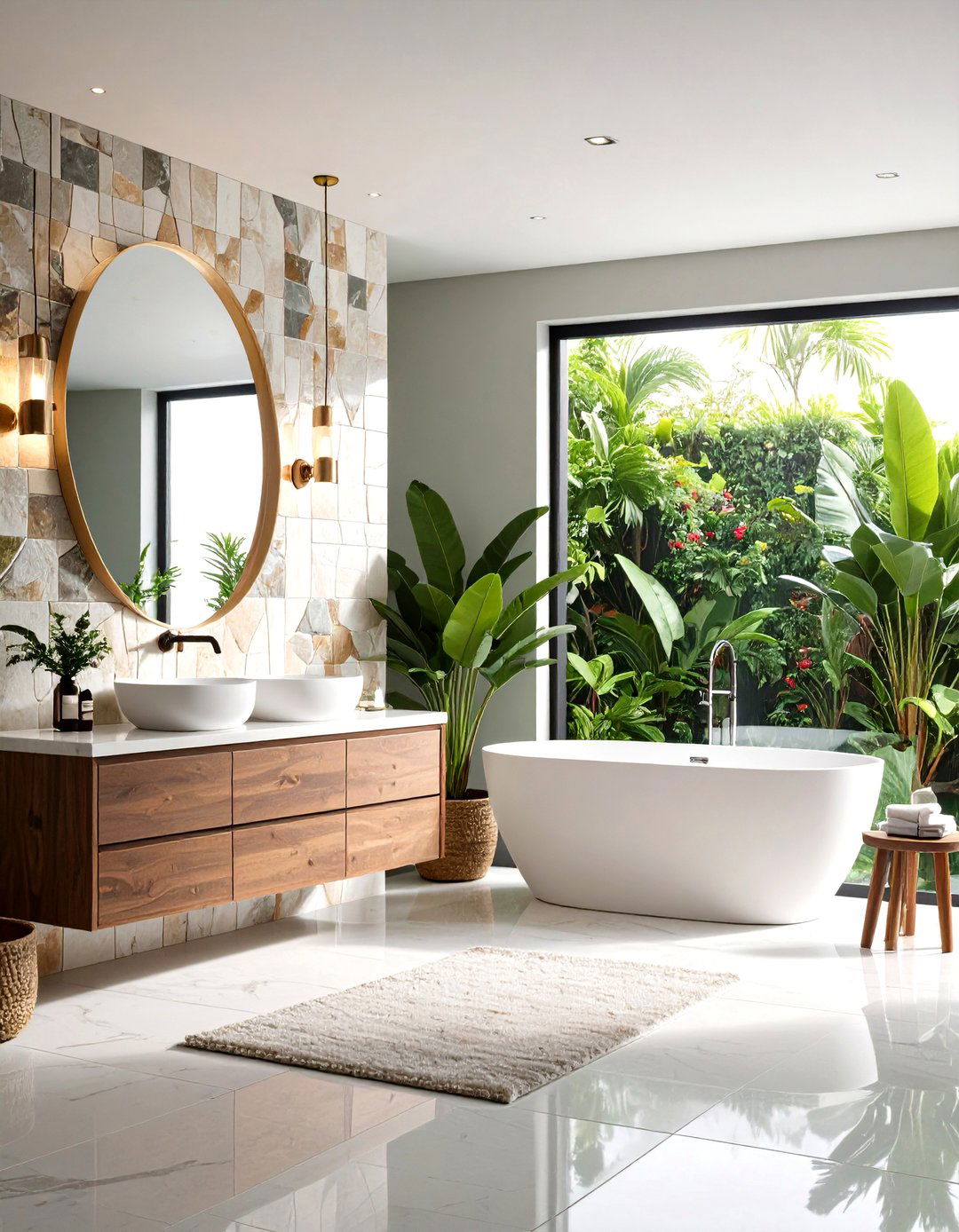 Accent Wall Tile Feature Design - 24 Guest Bathroom Ideas