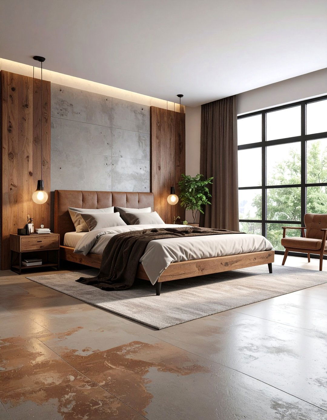 Acid Stained Concrete Bedroom Surfaces - 24 Concrete Floor Bedroom Ideas