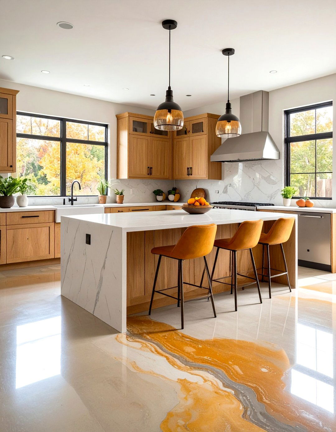 Acid Stained Concrete Kitchen Applications - 24 Concrete Floor Kitchen Ideas