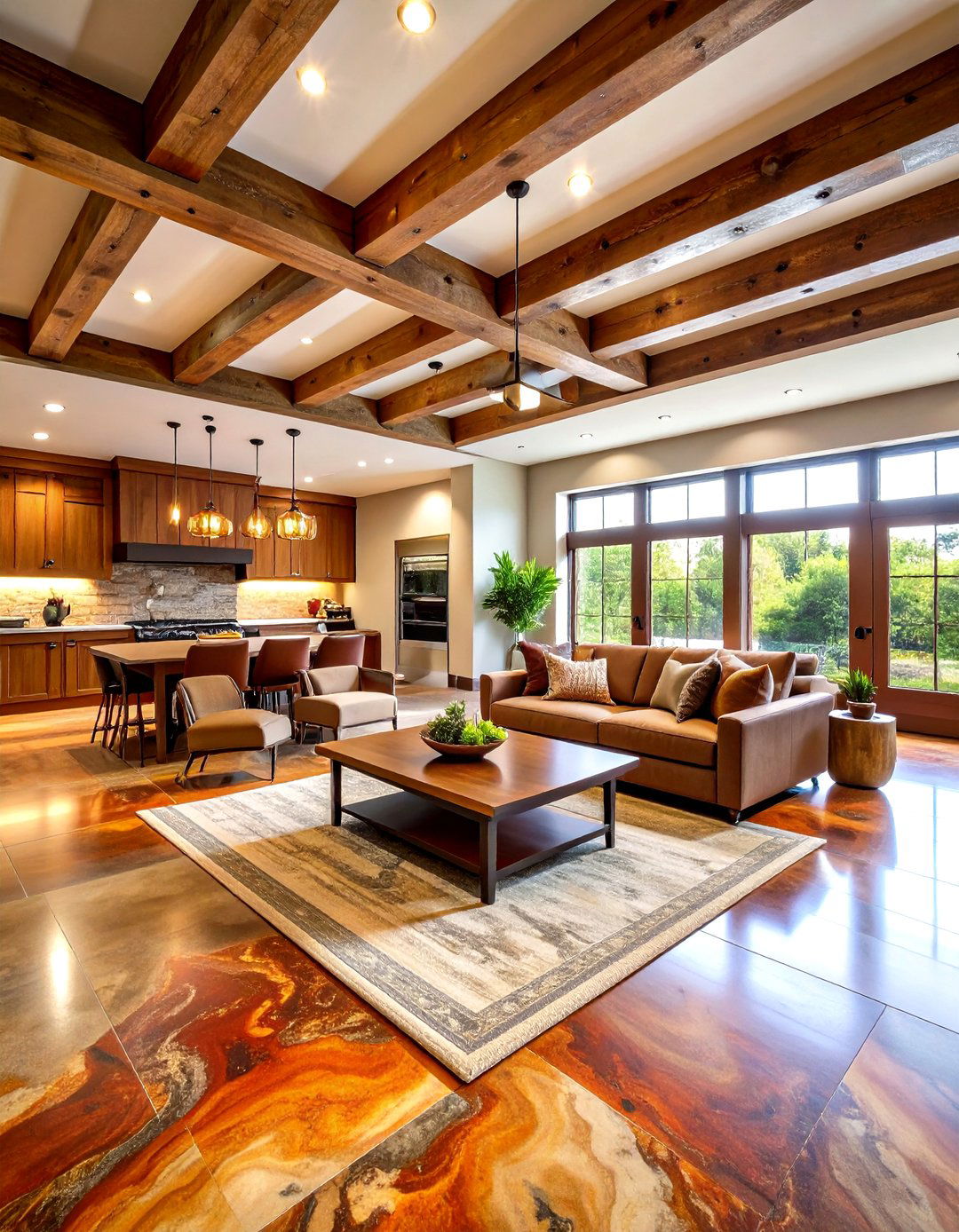 Acid Stained Earth Tone Concrete Floors - 24 Concrete Basement Floor Ideas