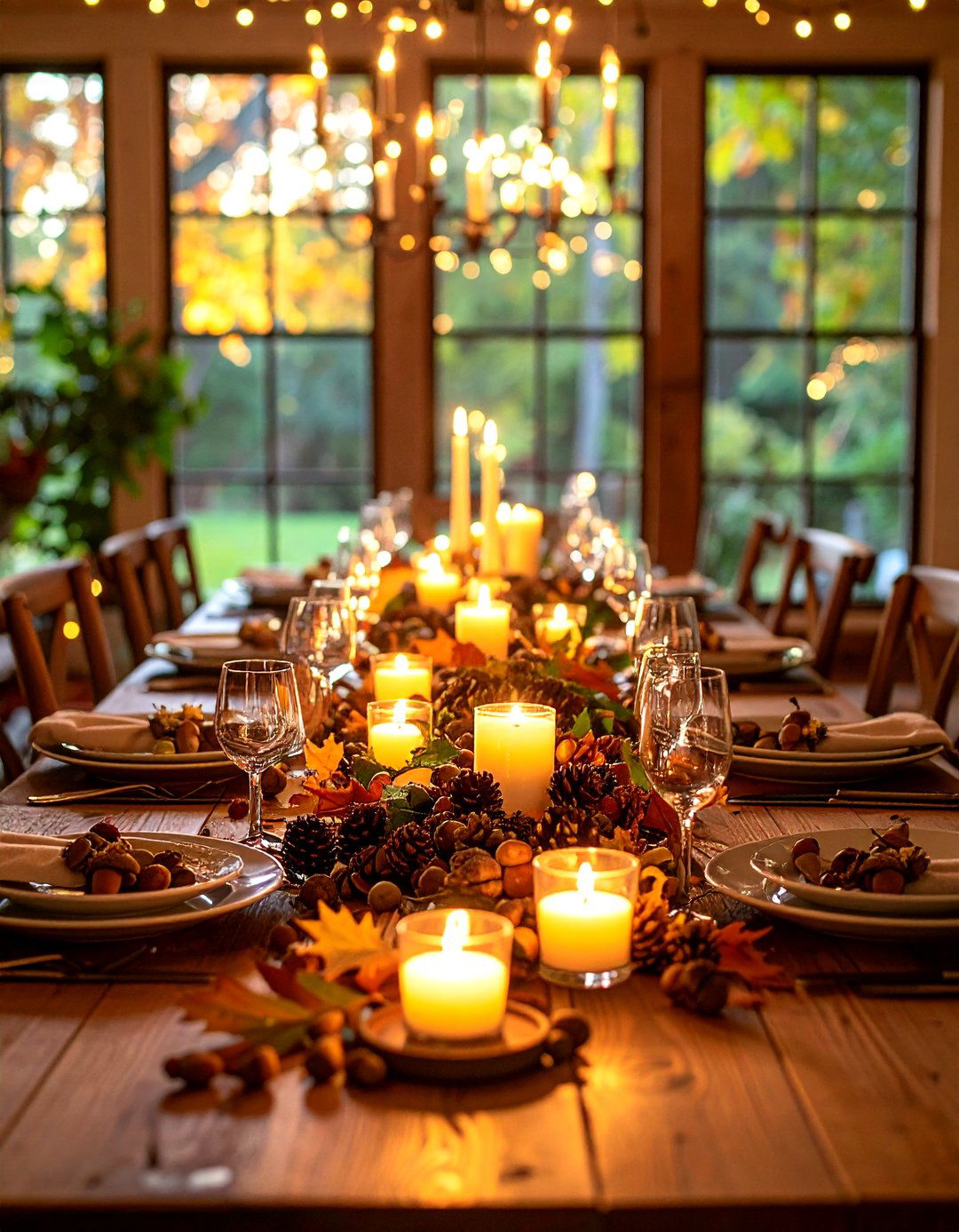 Acorn Scatter Natural Elements - 24 thanksgiving table decor ideas