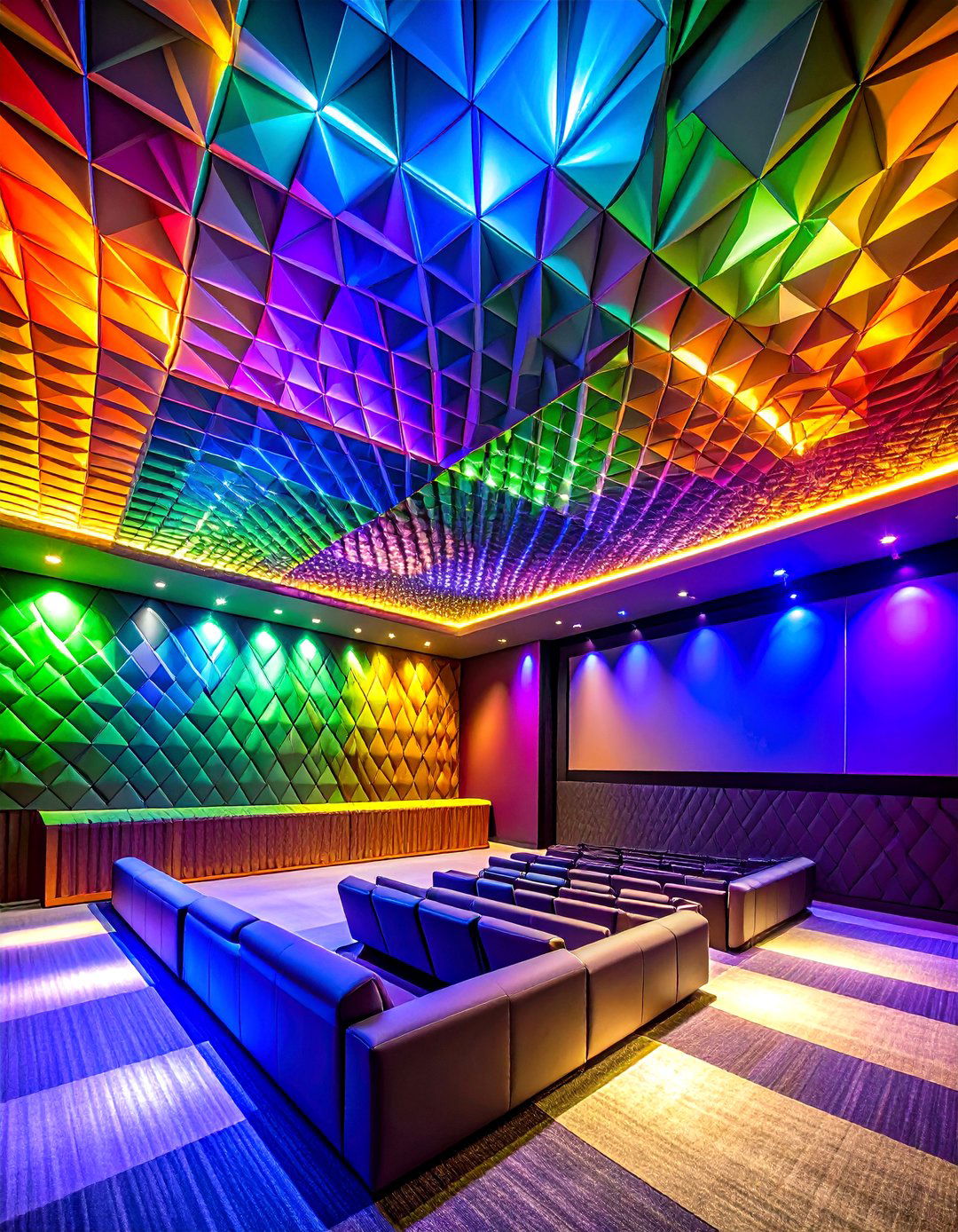 Acoustic Pattern Home Theater Ceiling Design - 24 Pop Ceiling Design Ideas