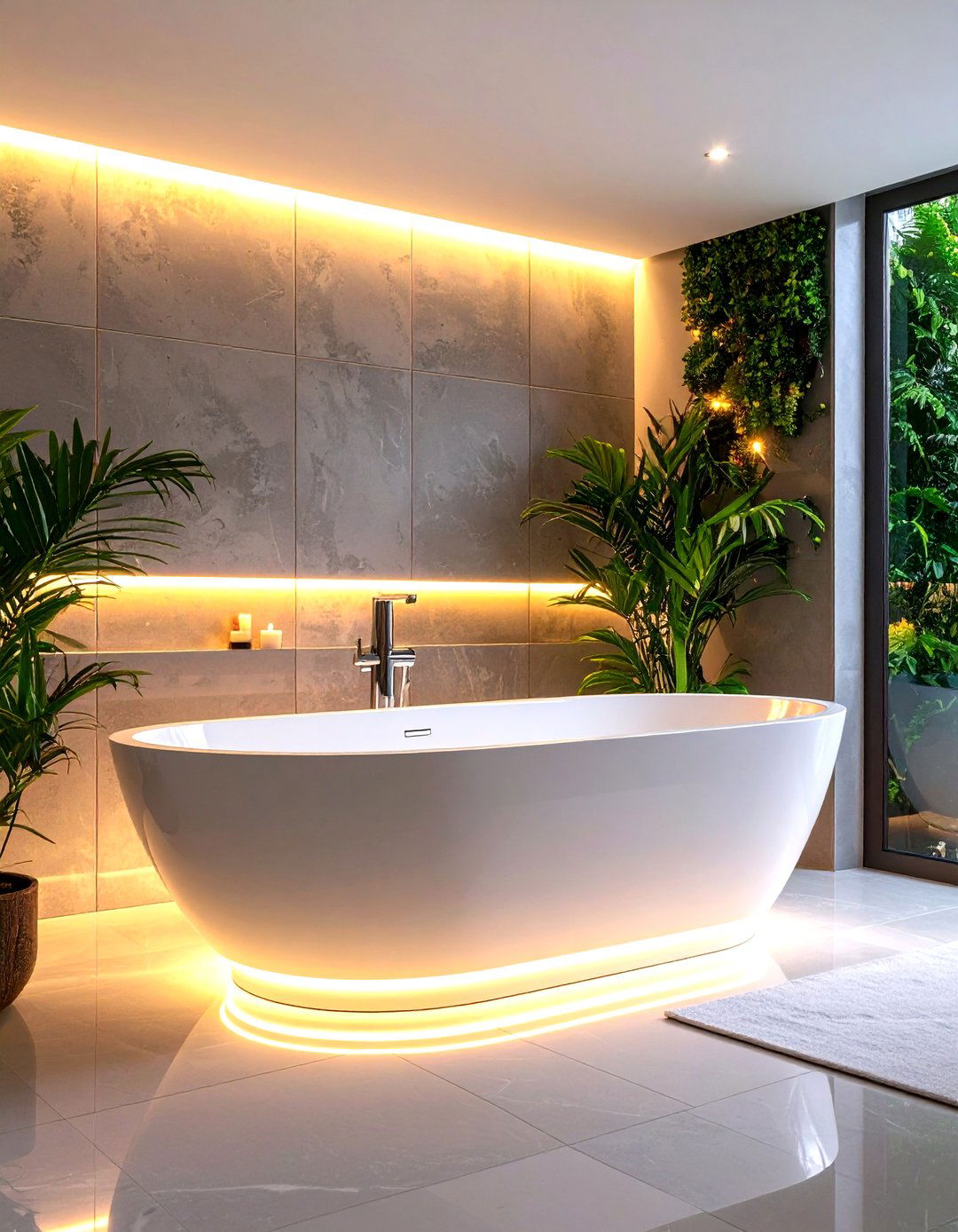Acrylic Bathtub Surround with Integrated Lighting - 24 Bathtub Surround Ideas
