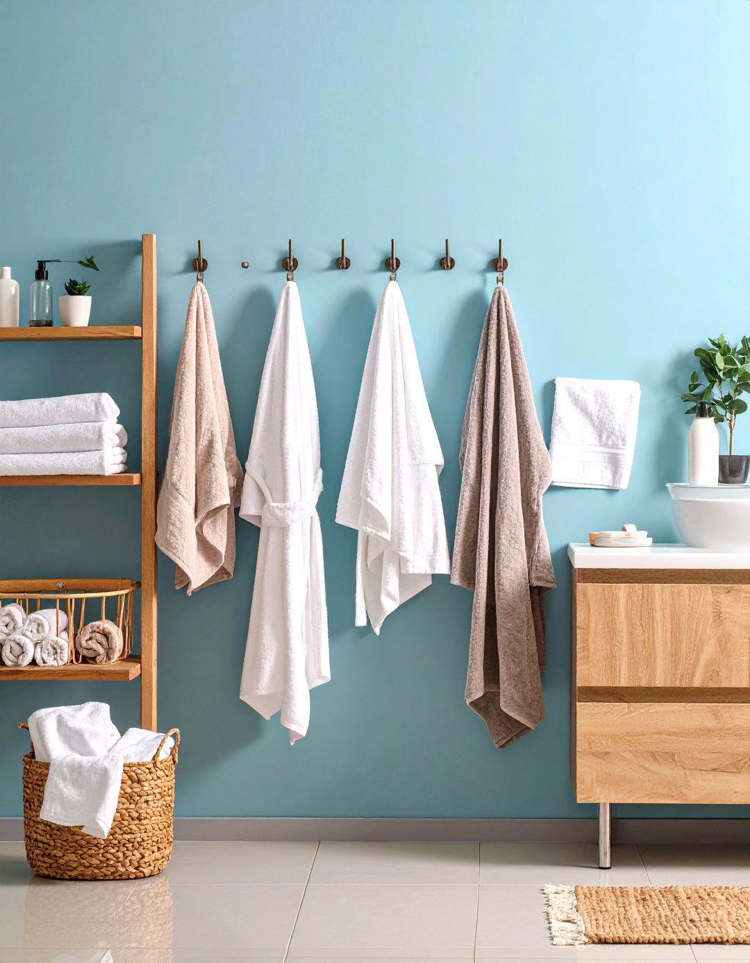Adhesive Hooks and Strips for Damage Free Organization - 24 Bathroom Organization Ideas