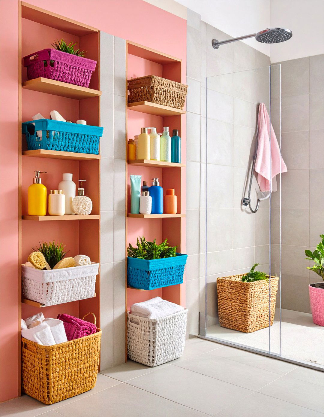 Adhesive Wall Mounted Organizers - 24 Shower Storage Ideas