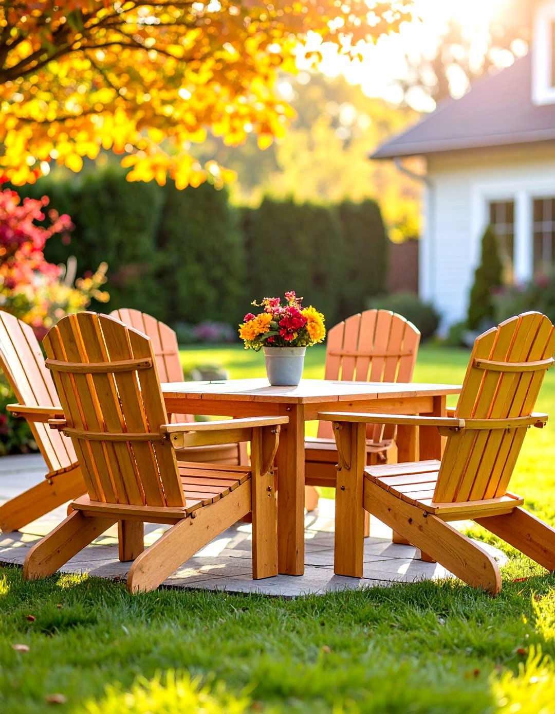 Adirondack Chair Cluster with Side Tables - 24 Garden Furniture Ideas
