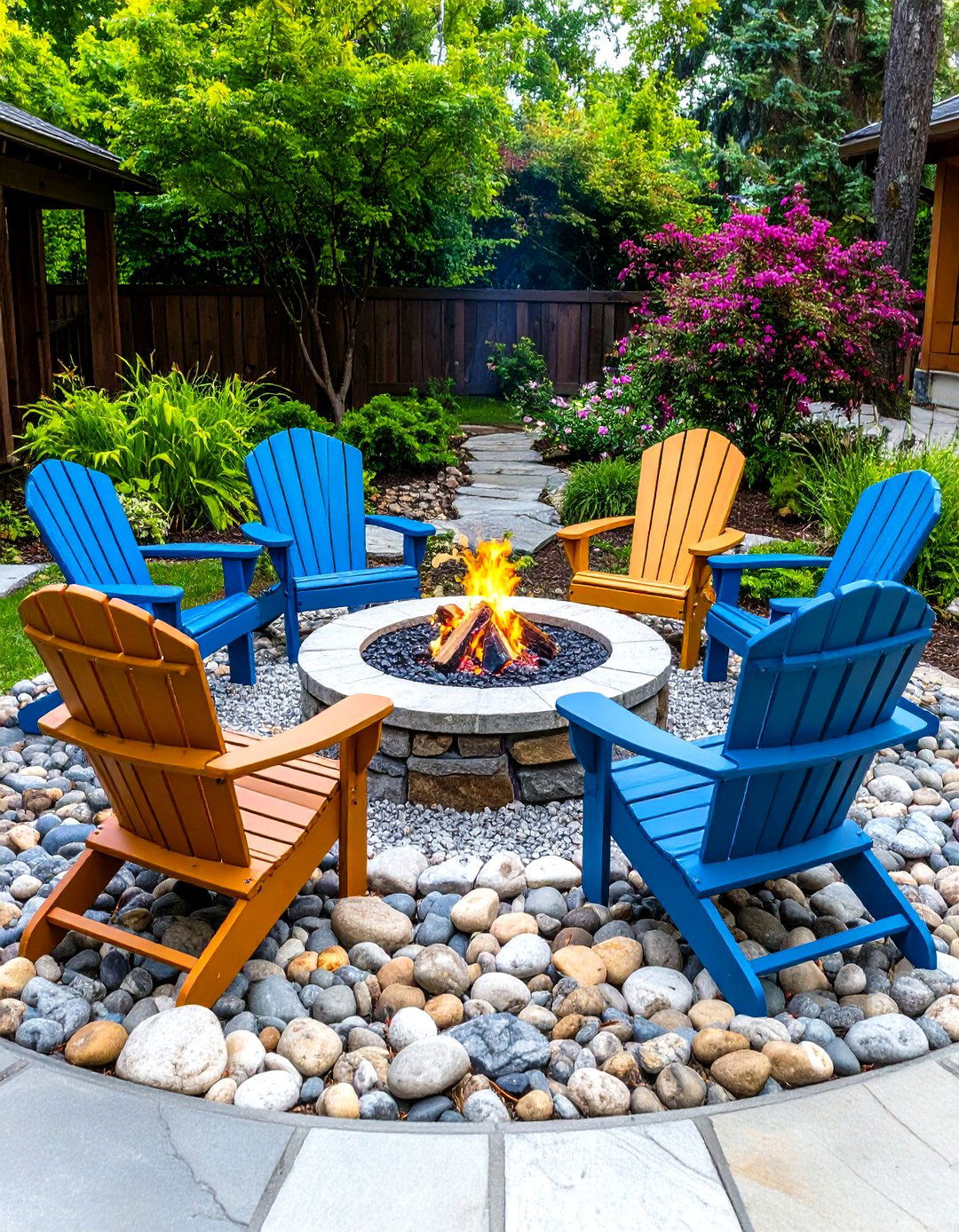 Adirondack Chair Fire Circle - 24 Rustic Patio Ideas