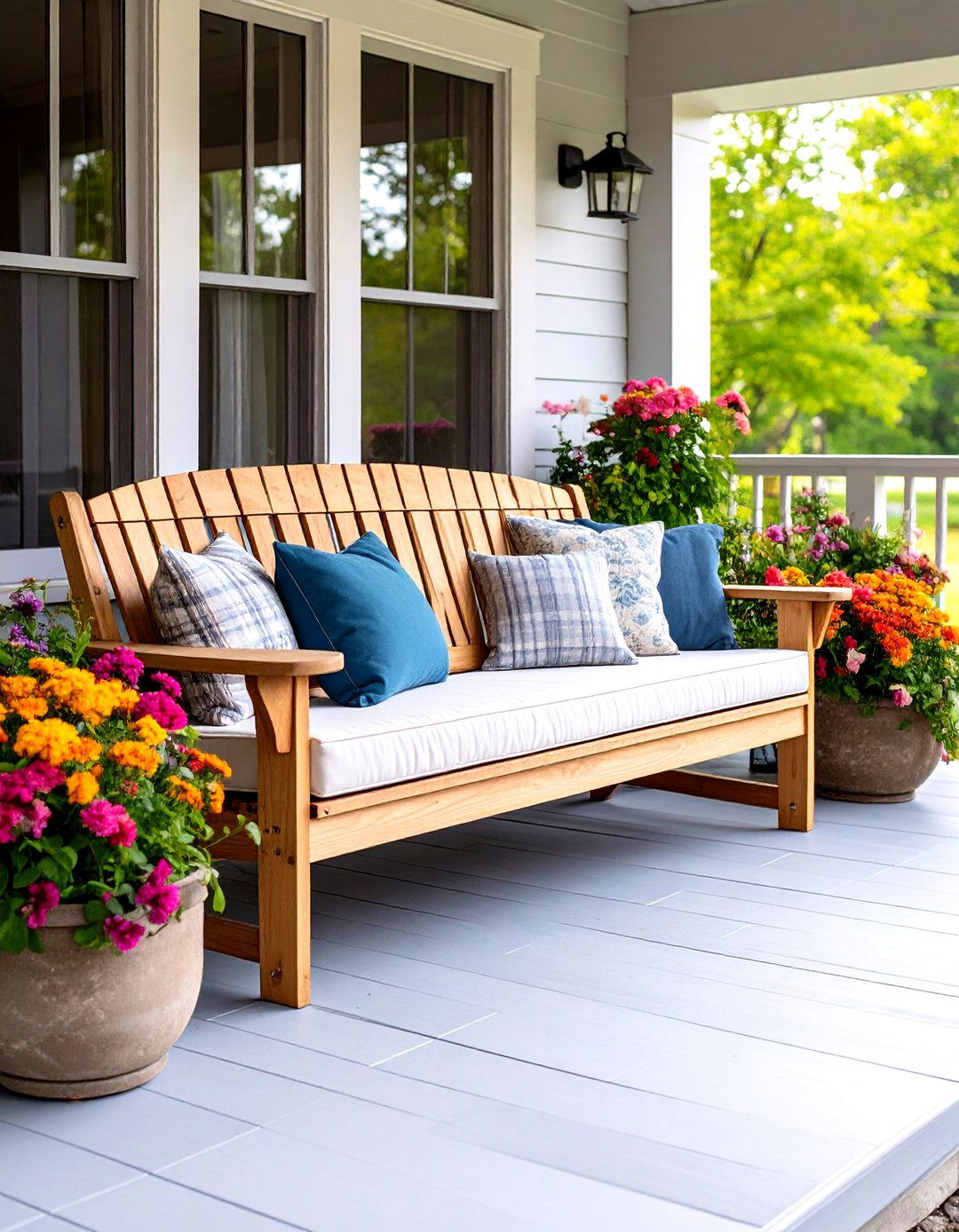 Adirondack Style Cedar Bench - 24 Front Porch Bench Ideas