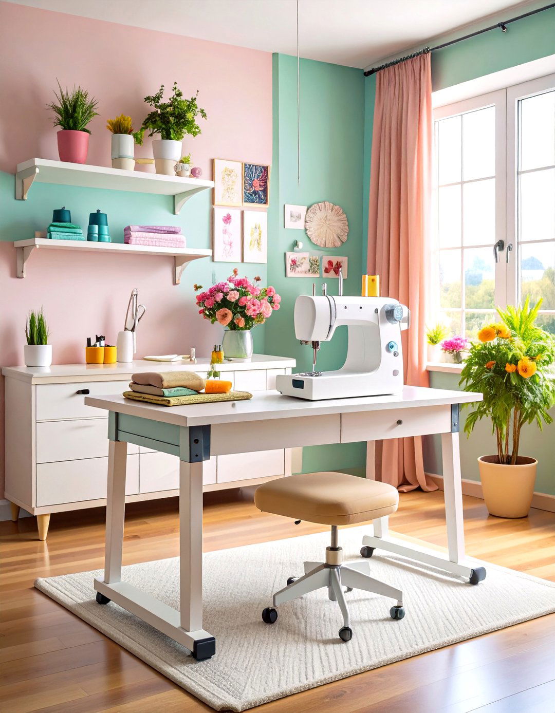 Adjustable Height Work Surfaces - 24 Sewing Room Ideas