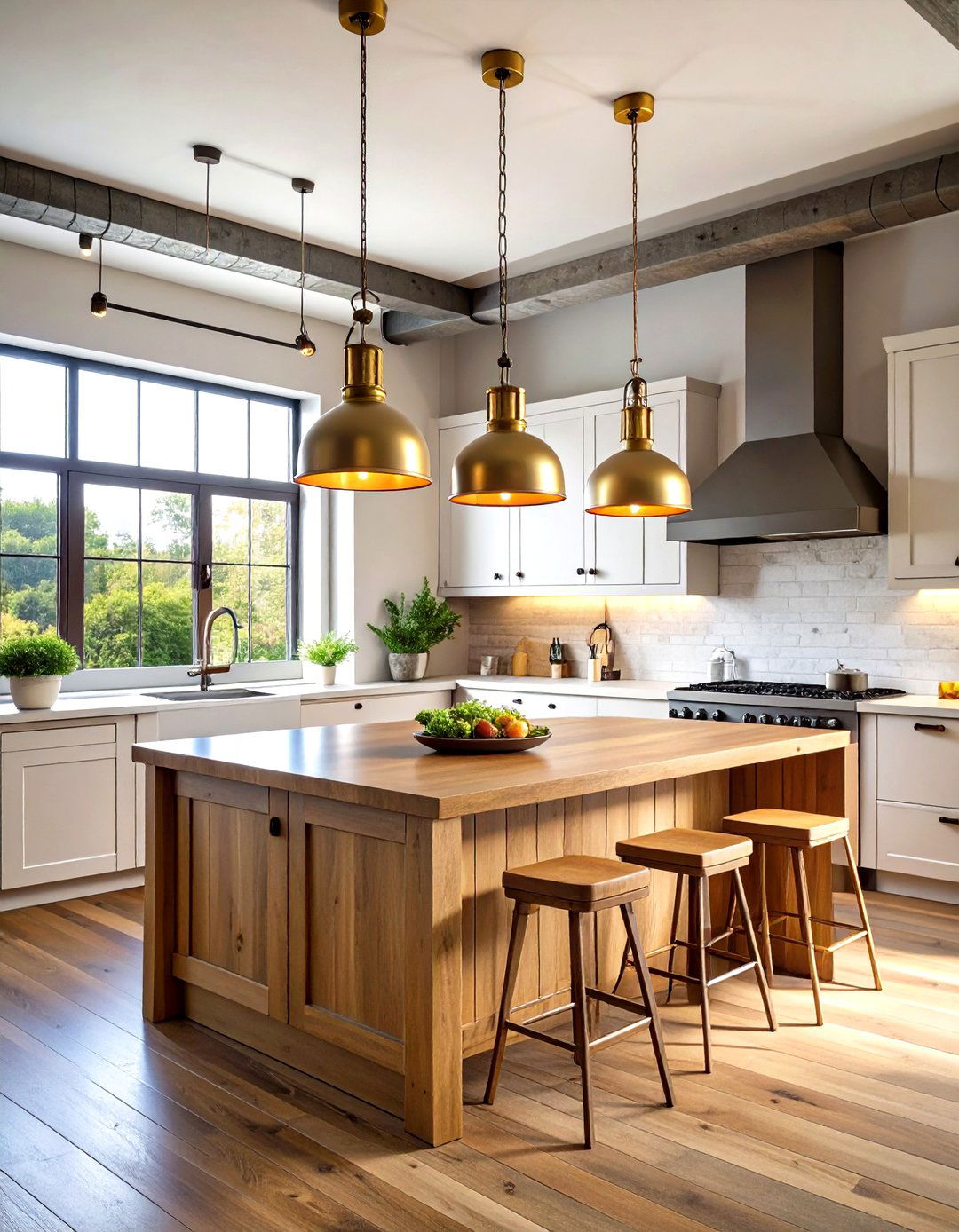 Adjustable Pulley System Lights - 24 Kitchen Island Lighting Ideas