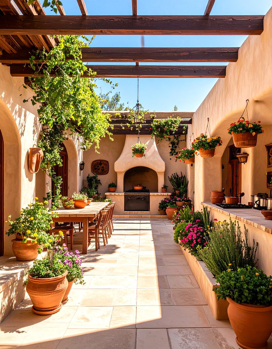Adobe Oven Courtyard Kitchen - 24 Mexican Outdoor Kitchen Ideas