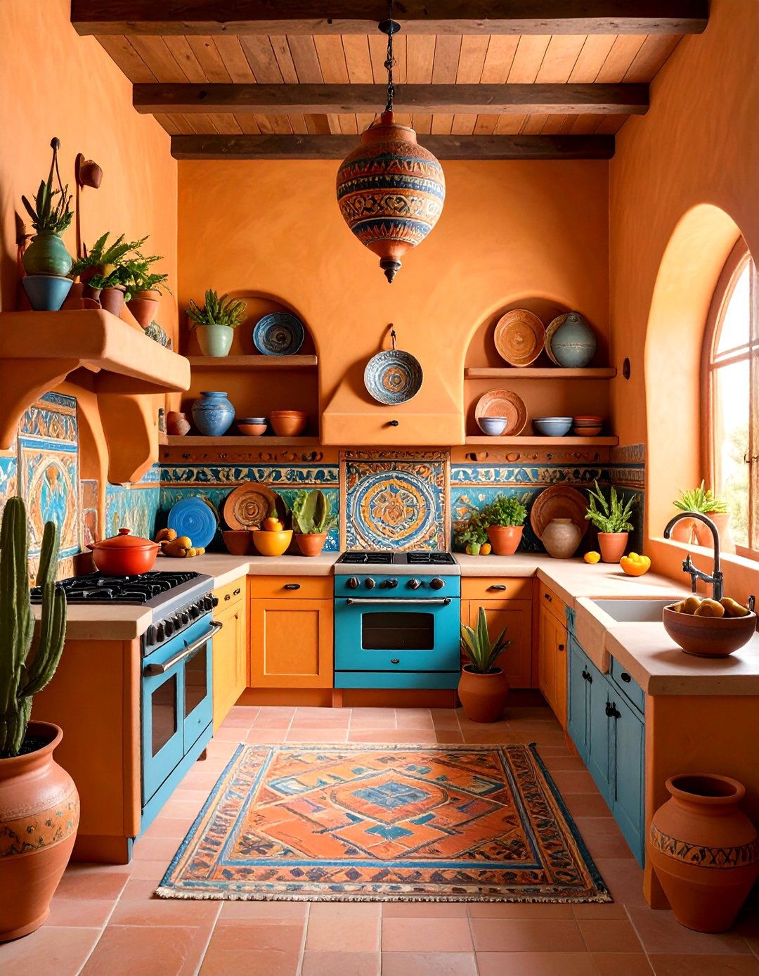 Adobe Wall Mexican Kitchen Aesthetics - 24 Mexican Kitchen Ideas