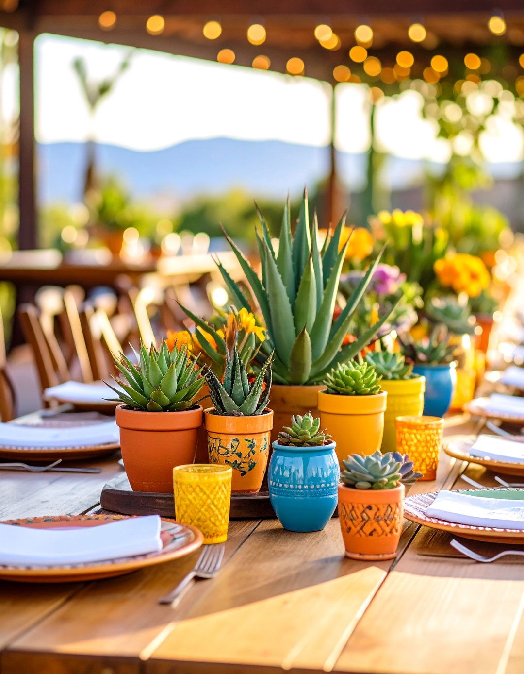 Agave and Succulent Garden Centerpieces - 24 Mexican Wedding Ideas