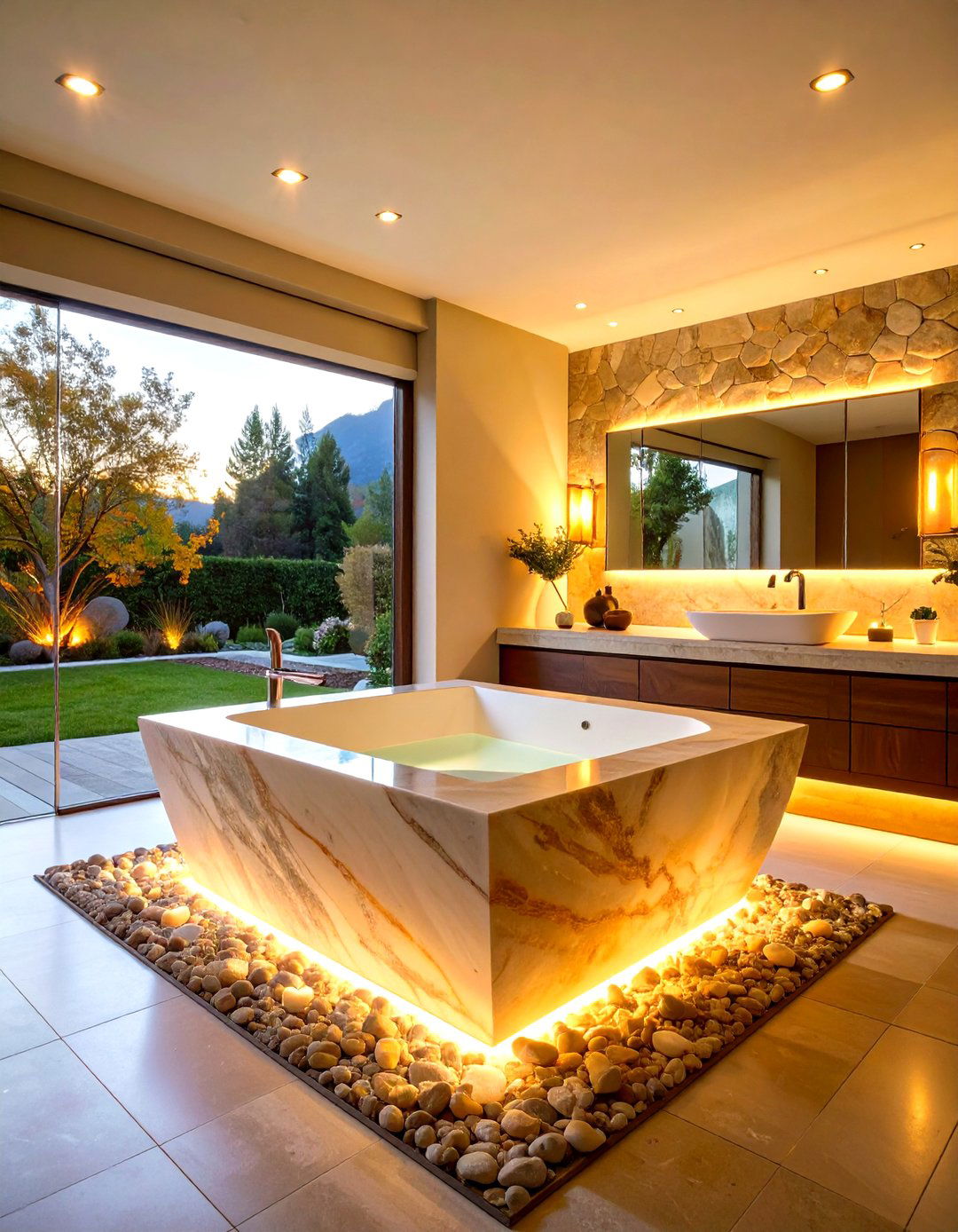 Alabaster Lighting Features - 24 Stone Bathroom Ideas