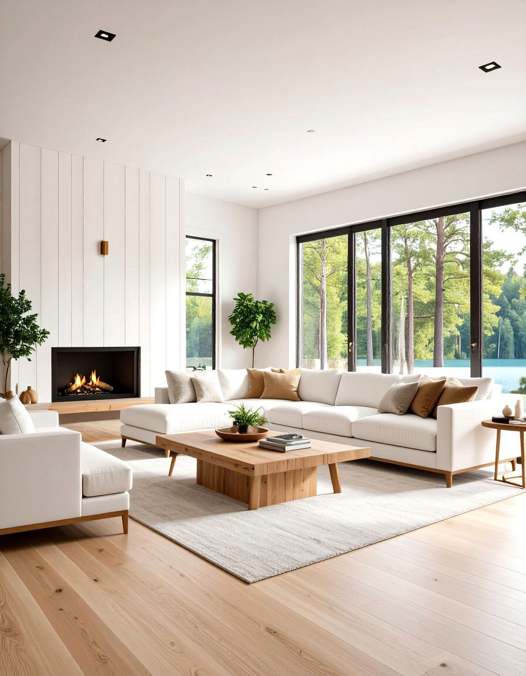 All White Bright Interior Scheme - 24 Lake House Decorating Ideas