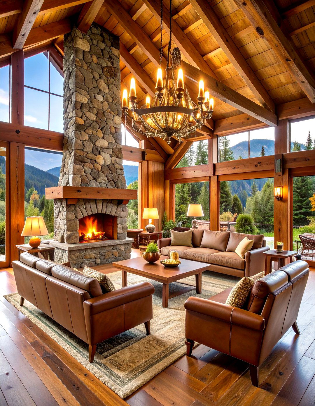 Alpine Lodge Pavilion With Grand Stone Chimney - 24 Backyard Pavilion With Fireplace