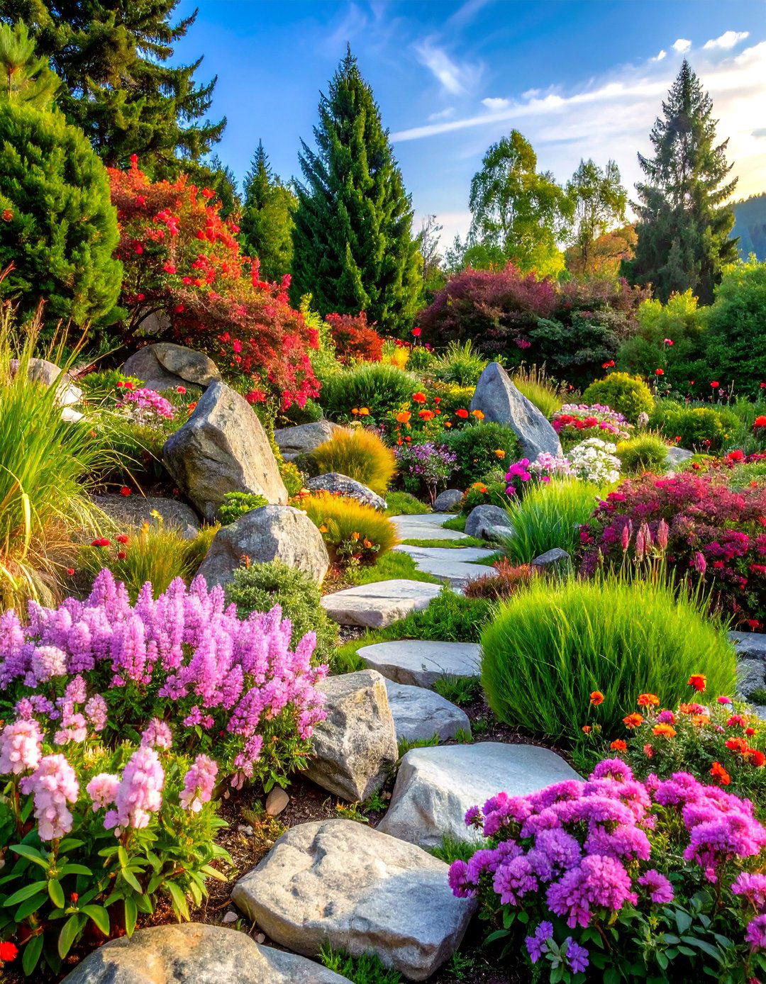 Alpine Rock Garden Collections - 24 Sloping Garden Design Ideas