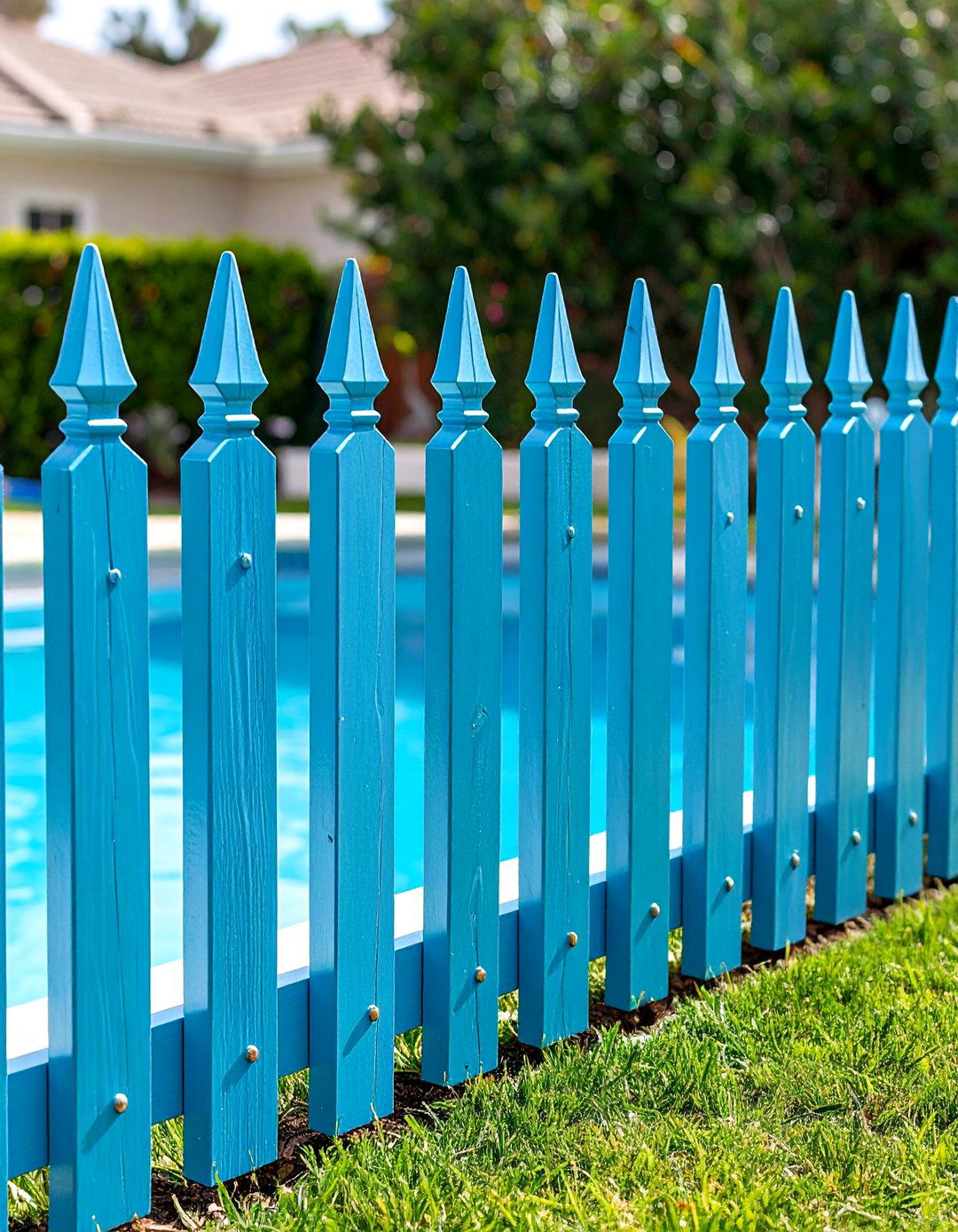 Aluminum Picket Pool Fence with Decorative Spear Tips - 24 Pool Fence Ideas