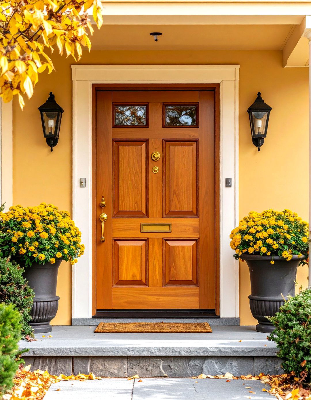 Amber Brown Door with Golden Honey Warmth - 24 Brown House Front Door Colors