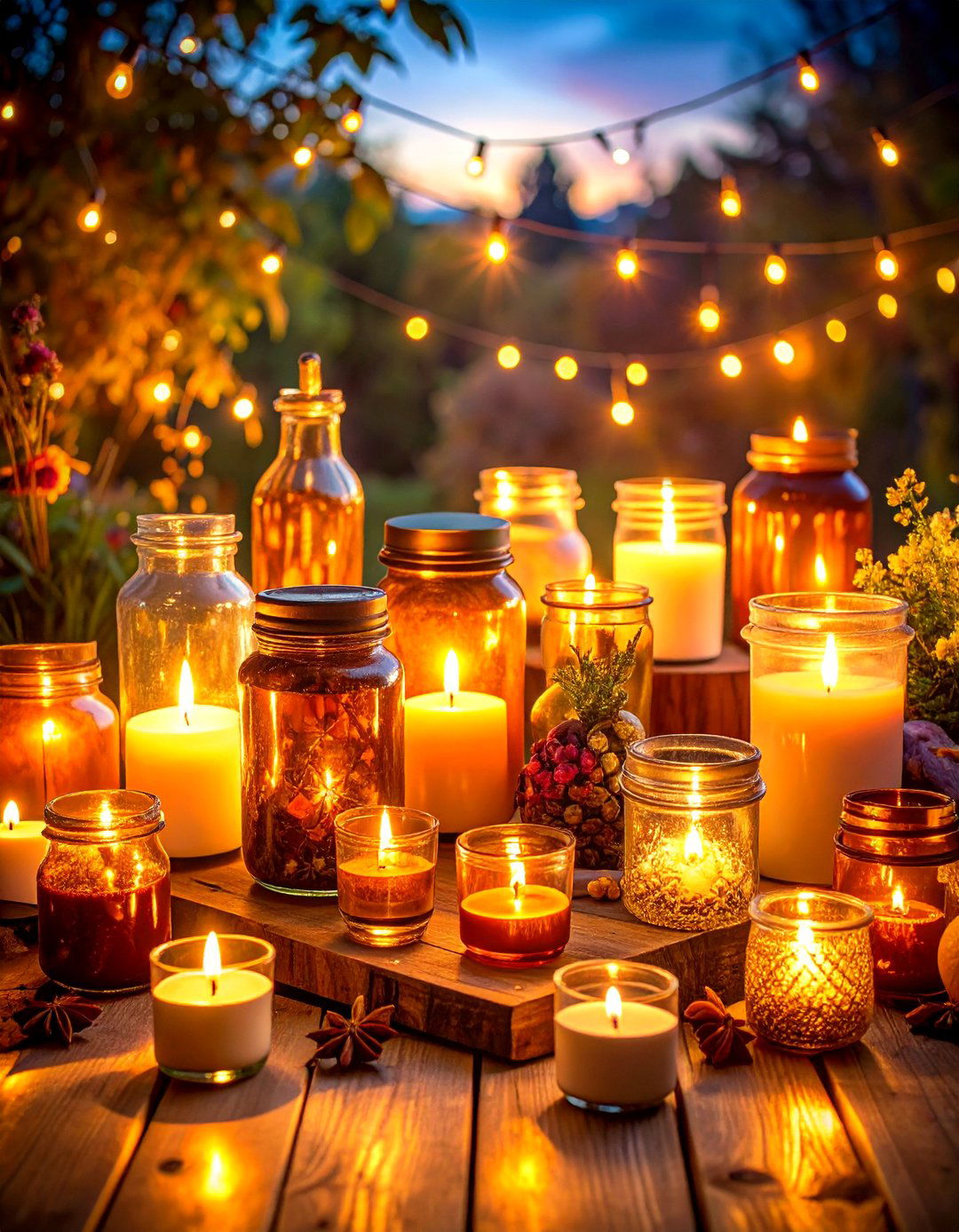 Amber Glass and Warm Lighting Effects - 24 Fall Wedding Décor Ideas