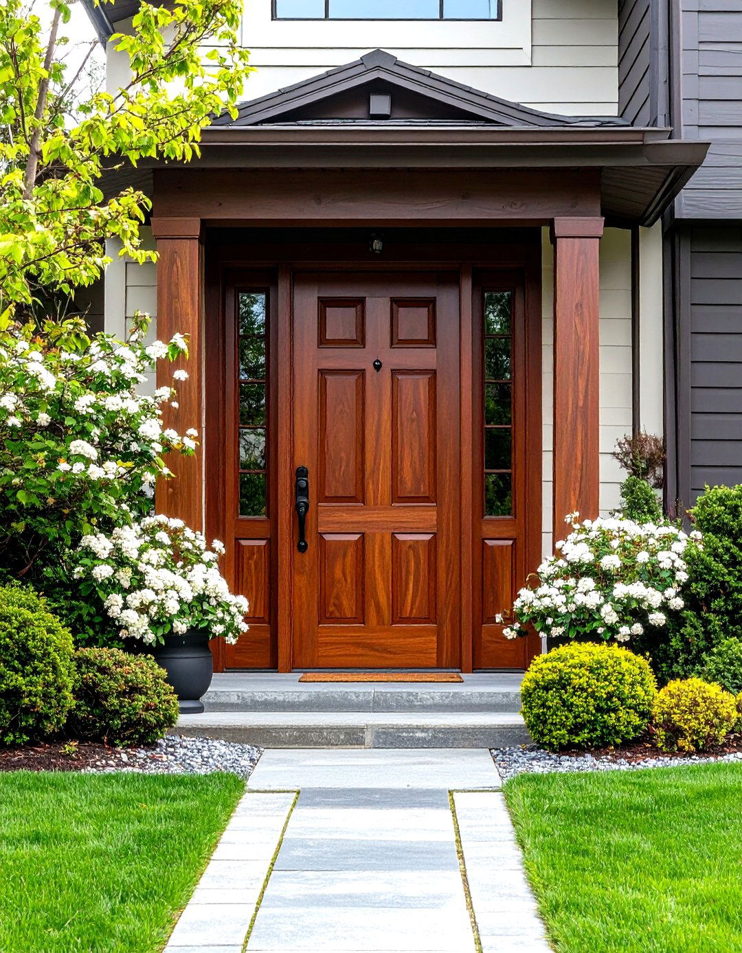 American Walnut Stained Front Door - 24 Stained Front Door Ideas