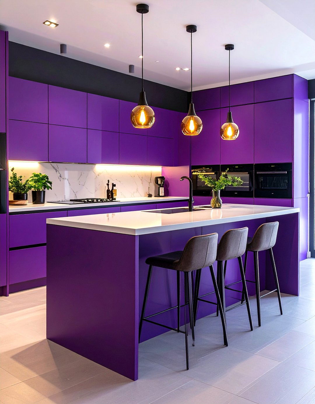Amethyst Kitchen Island Centerpiece - 24 Purple Kitchen Ideas