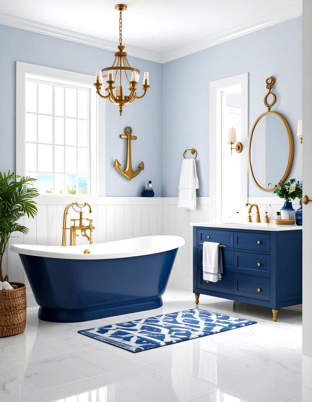 Anchor Motif Bathroom - 24 Preppy Room Ideas