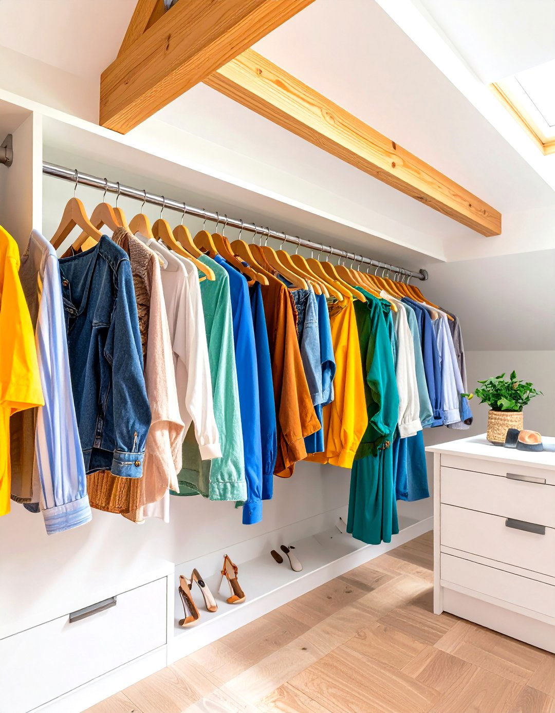 Angled Hanging Rod Solutions - 24 Sloped Ceiling Closet Ideas