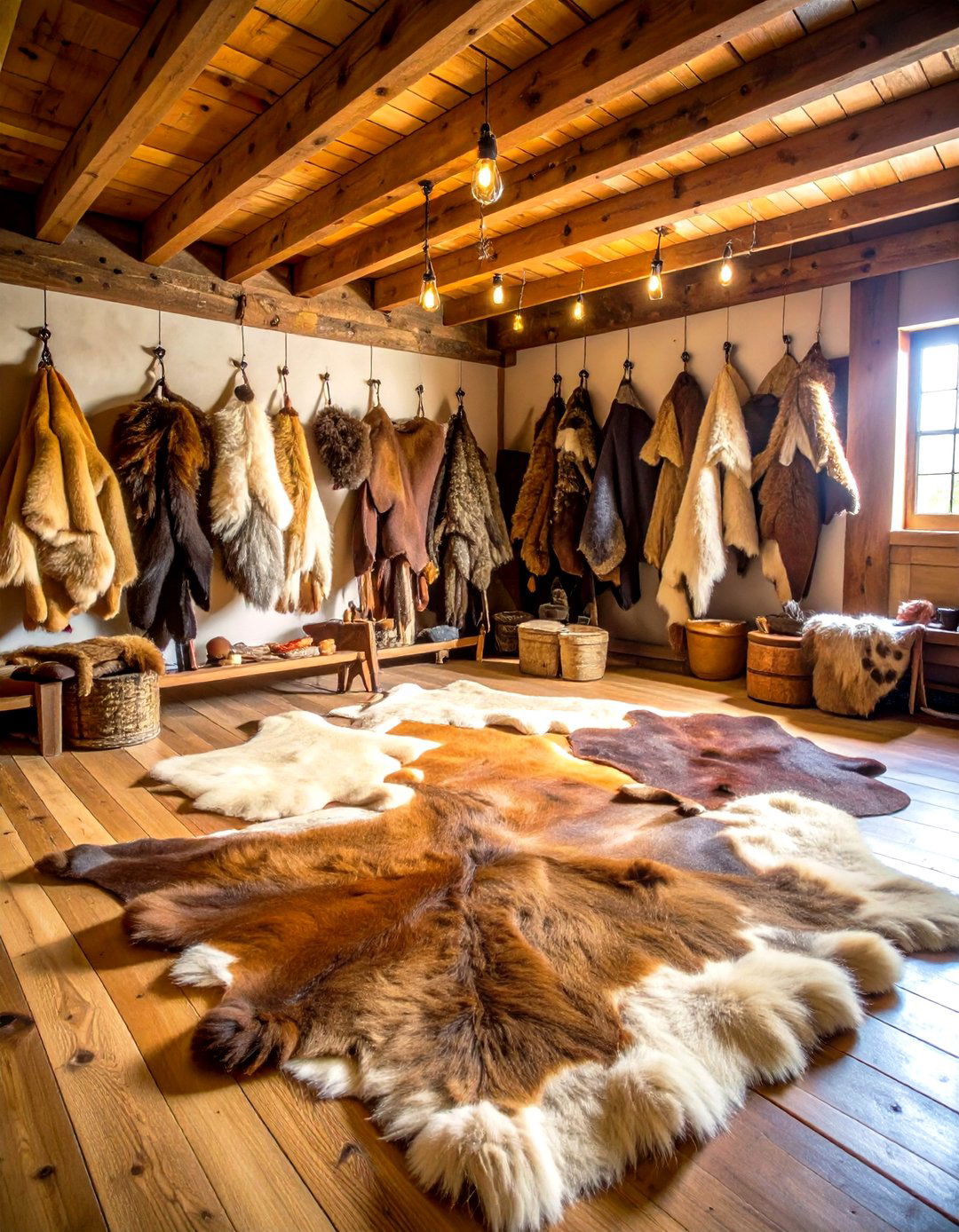 Animal Hide Rug Placement - 24 Hunting Man Cave Ideas