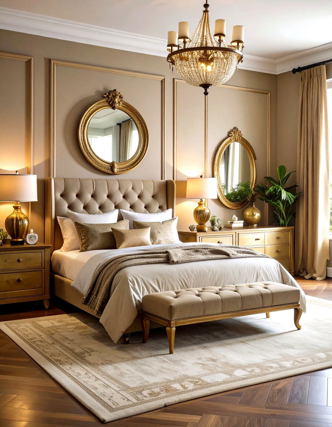 Antique Brass Accent Details - 24 Dark Boho Bedroom Ideas