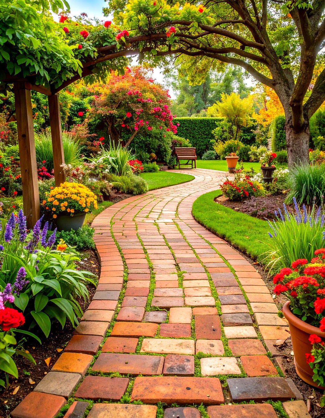 Antique Brick Basket Weave Design - 24 Farmhouse Walkway Ideas