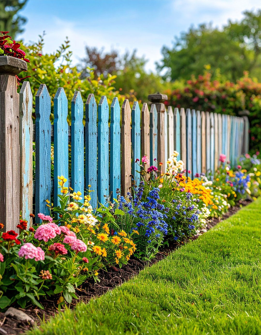 Antique Fence Panel Borders - 24 Recycled Garden Edging Ideas