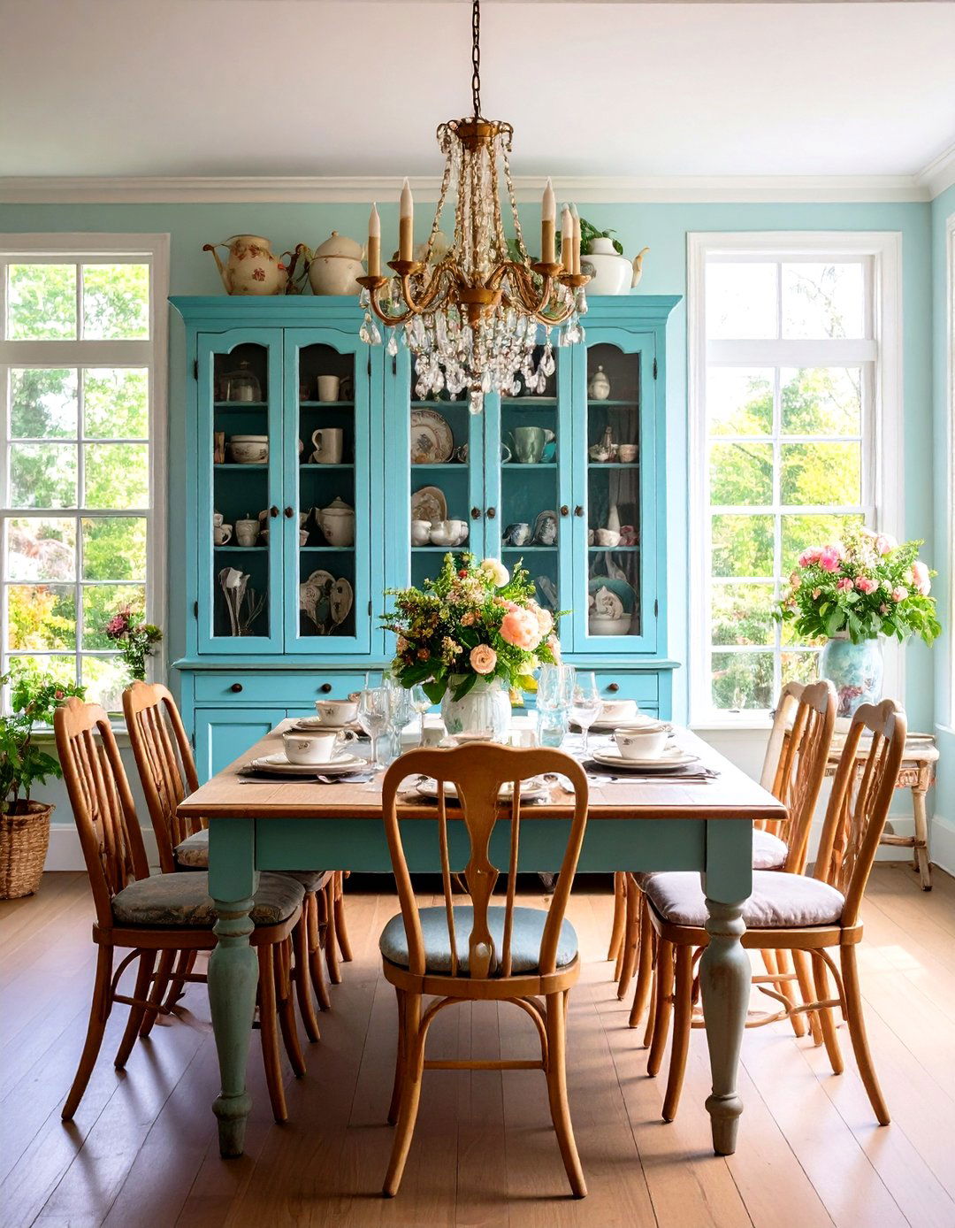 Antique French Country Hutch Display - 24 cottage dining room ideas