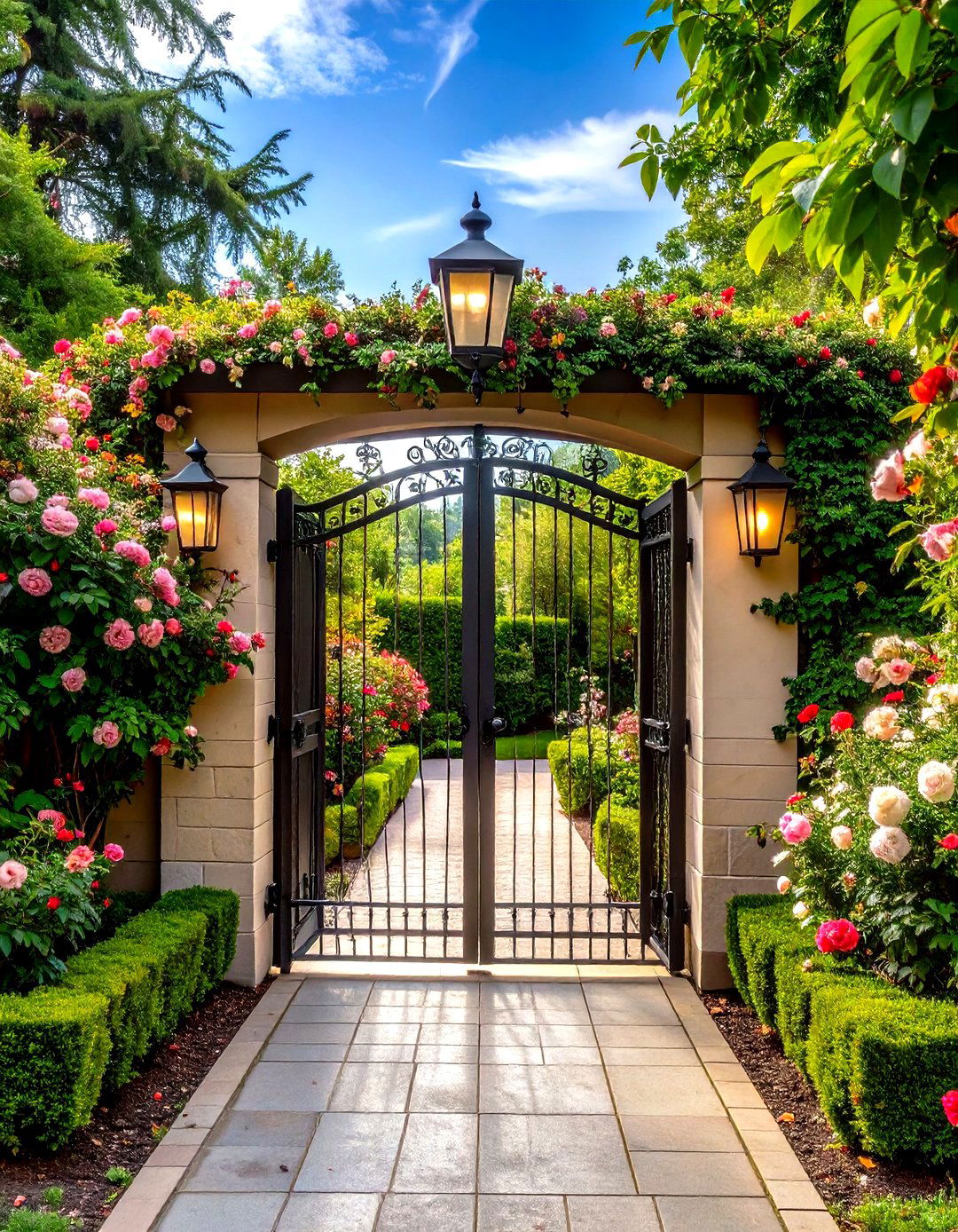 Antique Garden Gate Farmhouse Patio Entry - 24 Farmhouse Patio Ideas