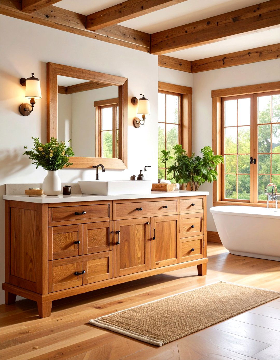 Antique Heart Pine Vanity - 24 Wood Bathroom Vanity Ideas