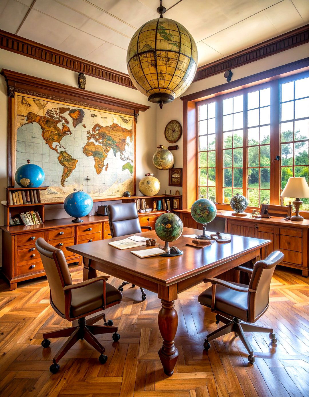 Antique Map Room Office - 24 Dark Academia Interior Design Ideas