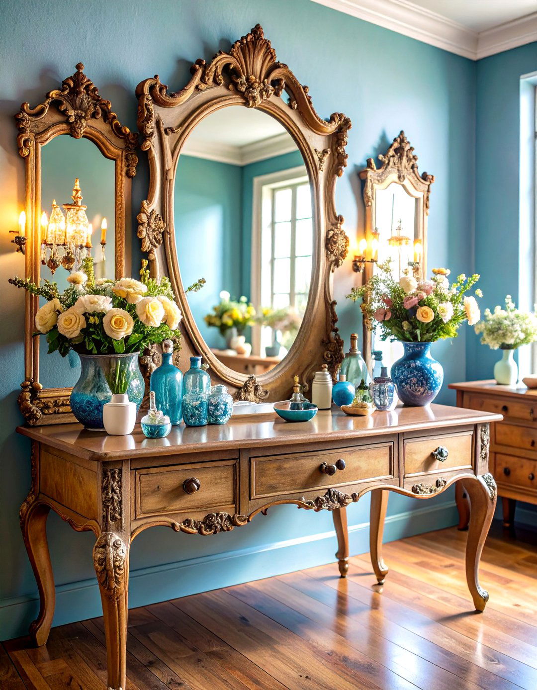 Antique Mirror Vanity Space - 24 Cottagecore Bedroom Ideas