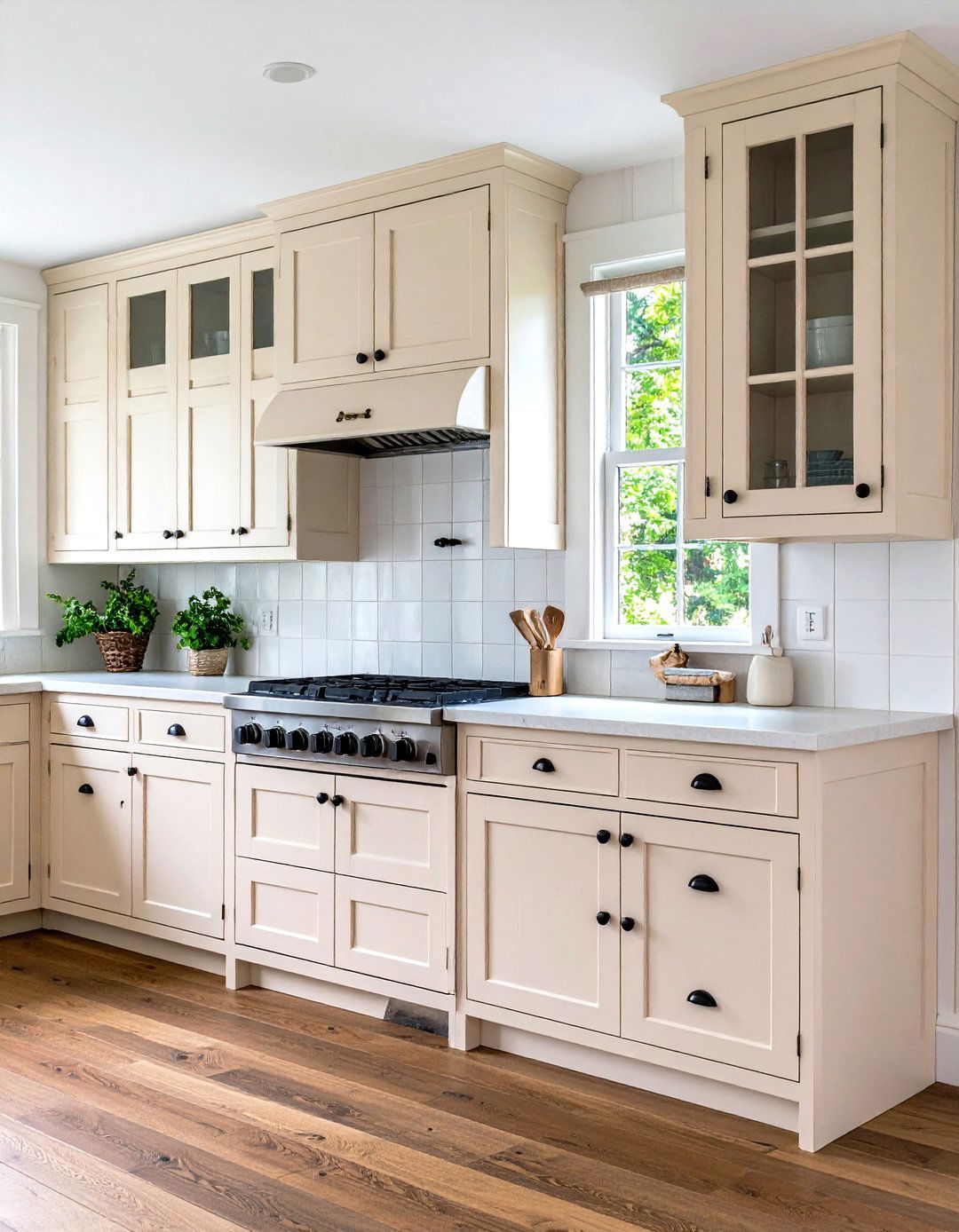 Antique Off White Cabinets with Black Hardware - 24 Off-white Kitchen Cabinets