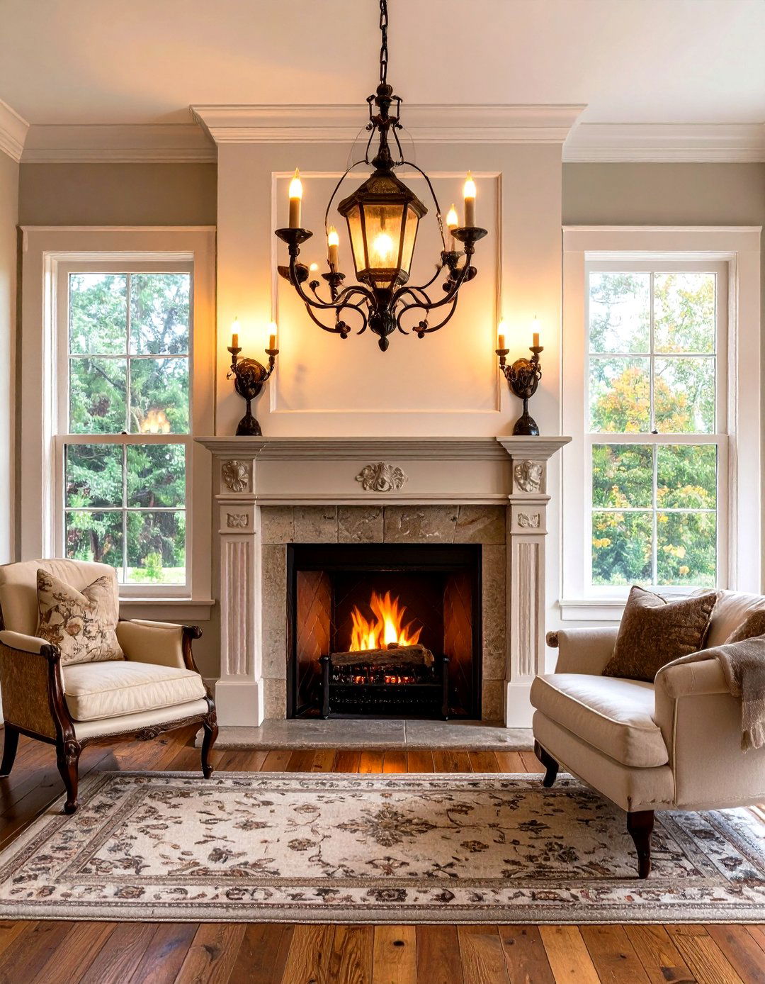 Antique Patina Sconces with Vintage Fireplace Surrounds - 24 Fireplace Sconces Ideas
