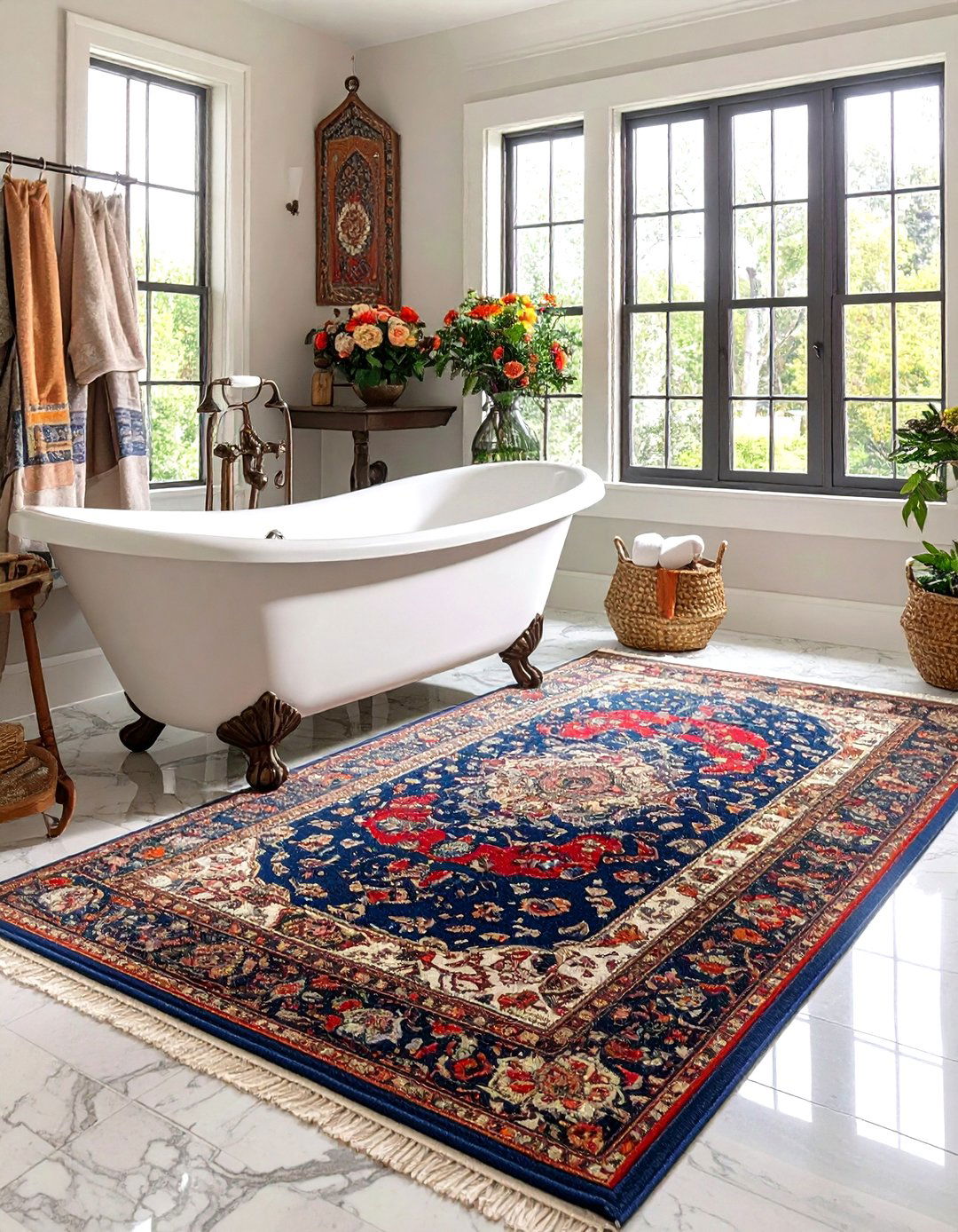 Antique Persian Rug Accent - 24 Victorian Bathroom Ideas